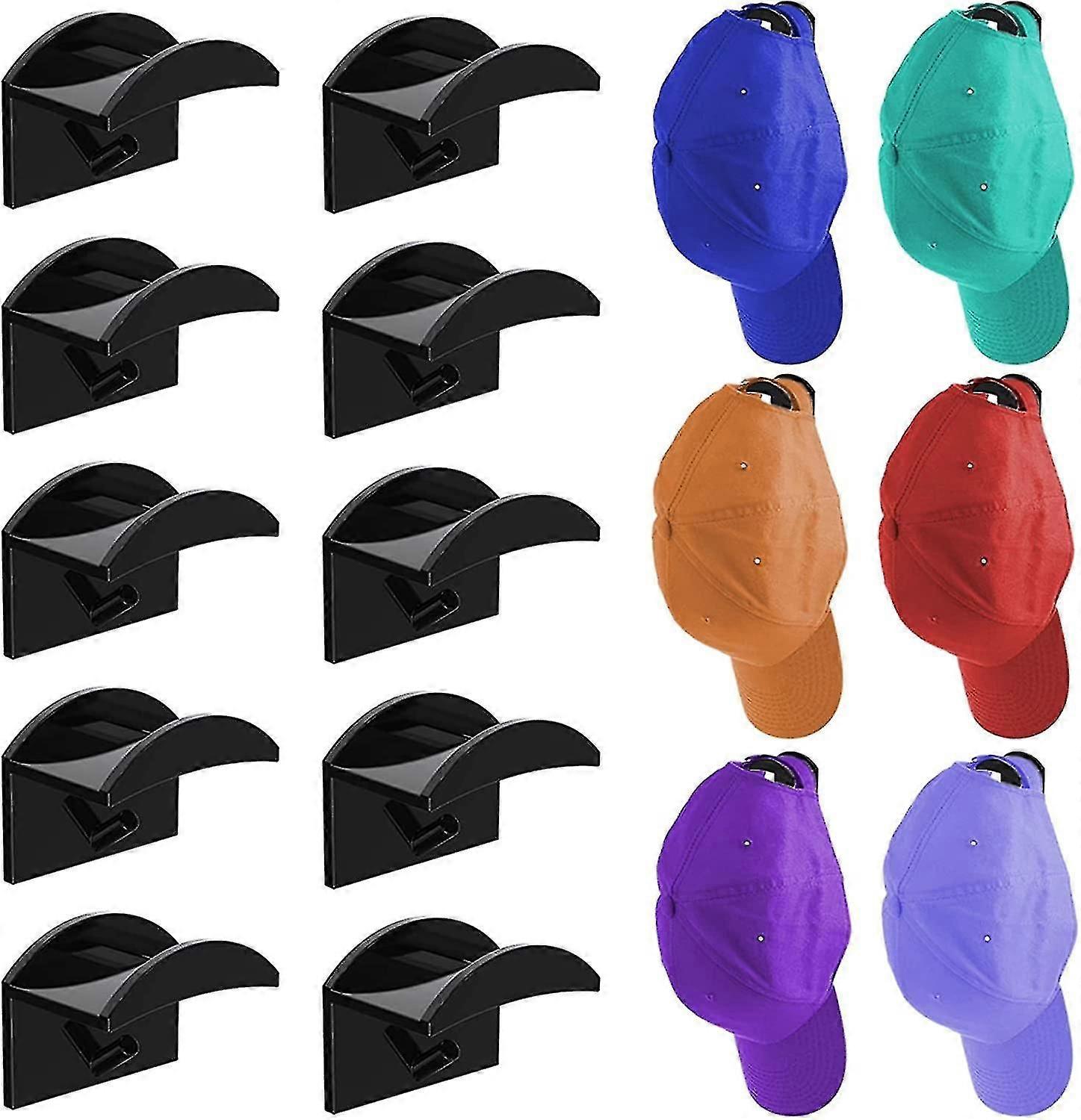 10 Pack Self Adhesive Hat Hooks, Hat Racks For Lmell Baseball Caps, Hat Hanger