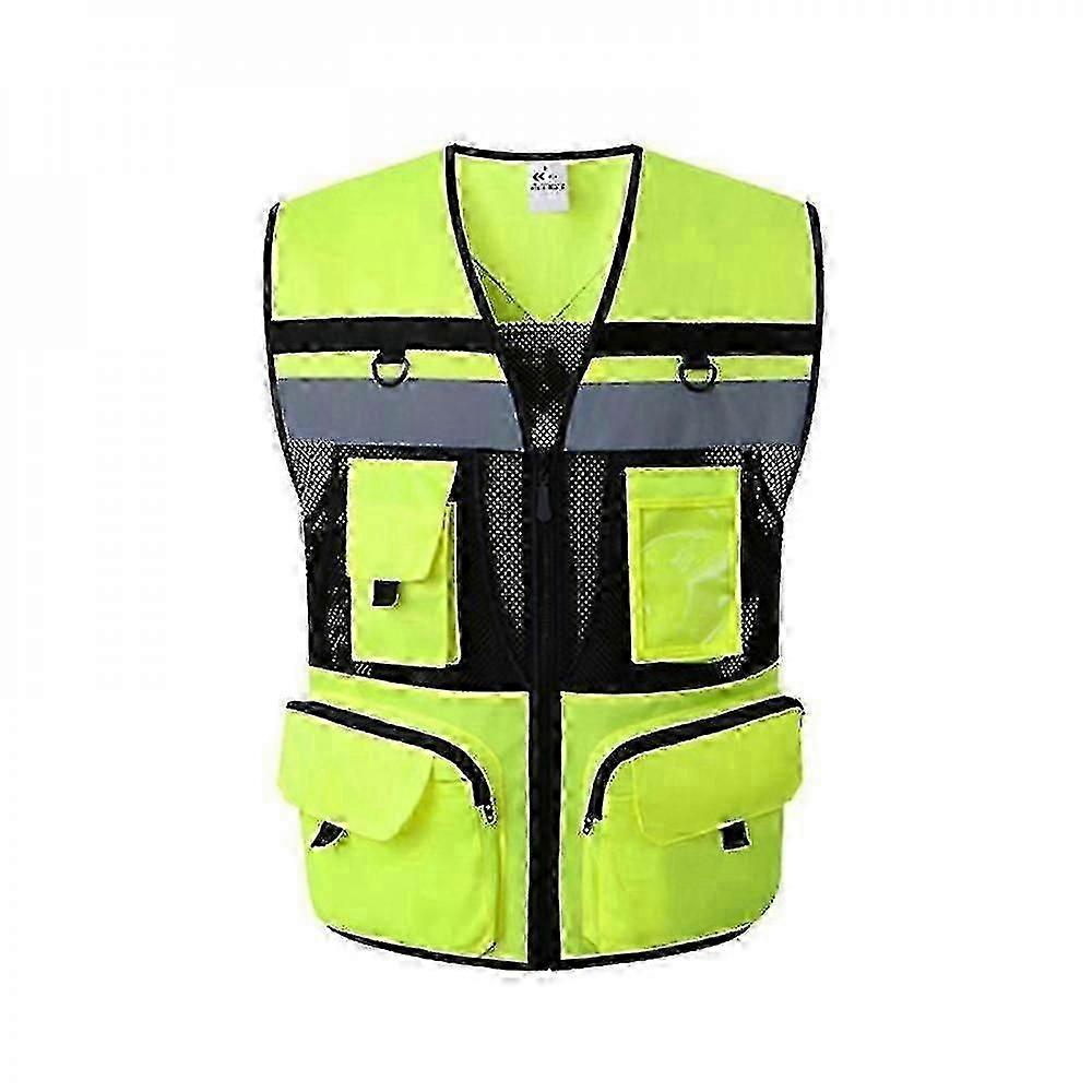 High Visibility Reflective Safety Vest Zip Pocket Security Waistcoats Mesh Lining Breathable, Skin-friendly And Wear-resistant S Size ZhF IFO