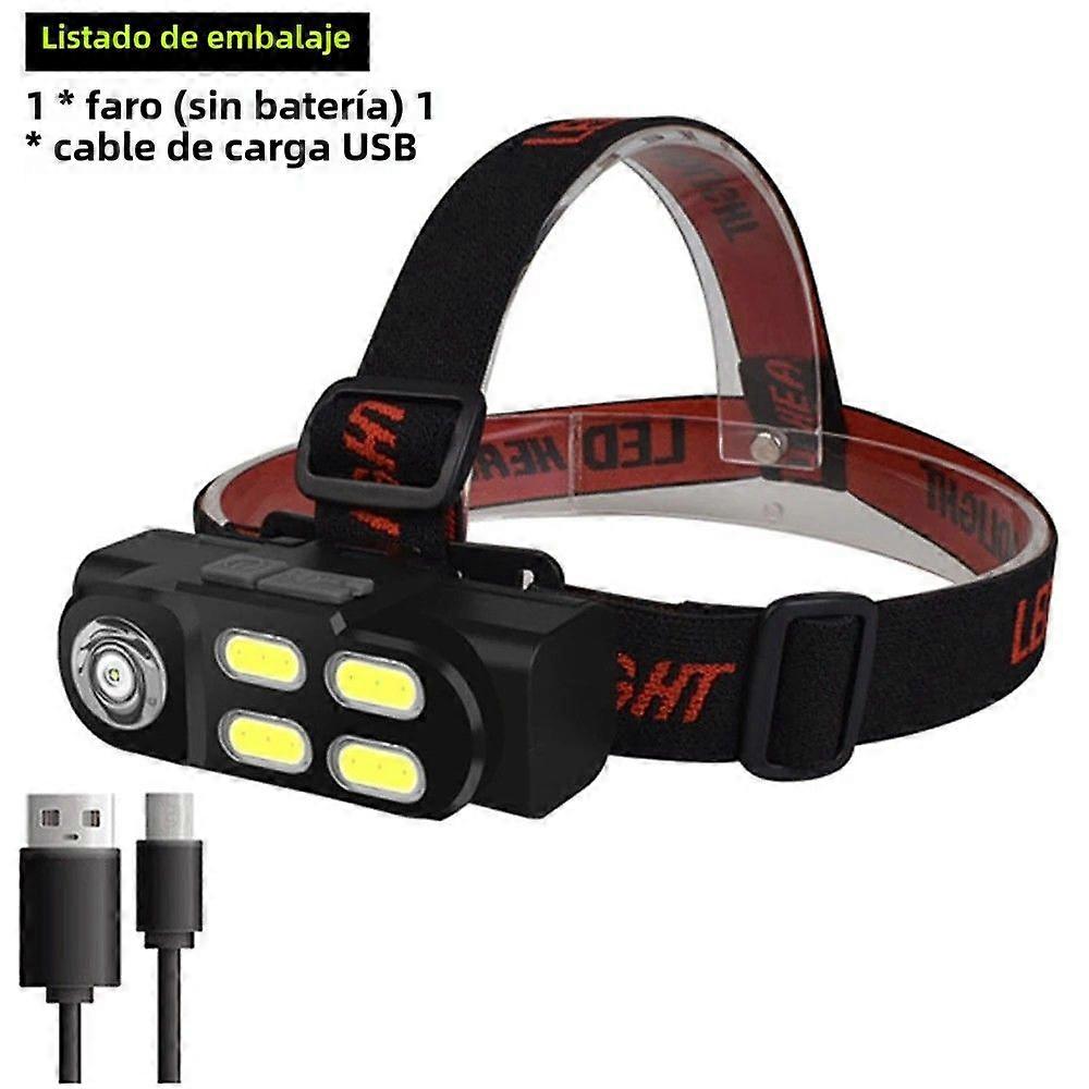 Portable Mini XPE+4COB LED Headlamp USB Rechargeable Use 18650 Battery Light for Camping, Night Fishing, and Hiking