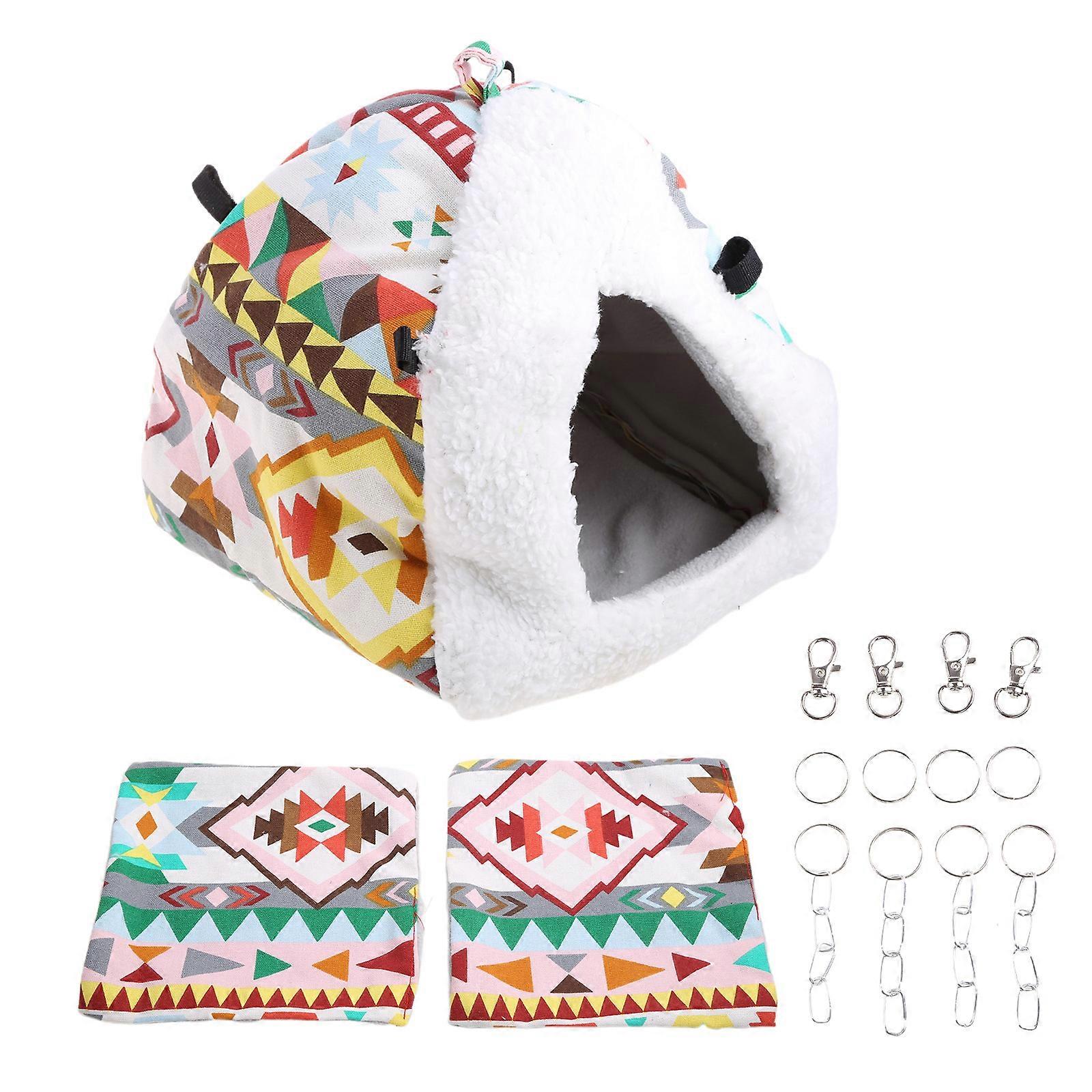 Guinea Pig Bed House for Hamster Winter Warm Hideout Hanging Hammock Small Pets Swing Tent for Playing Sleeping Hiding  S