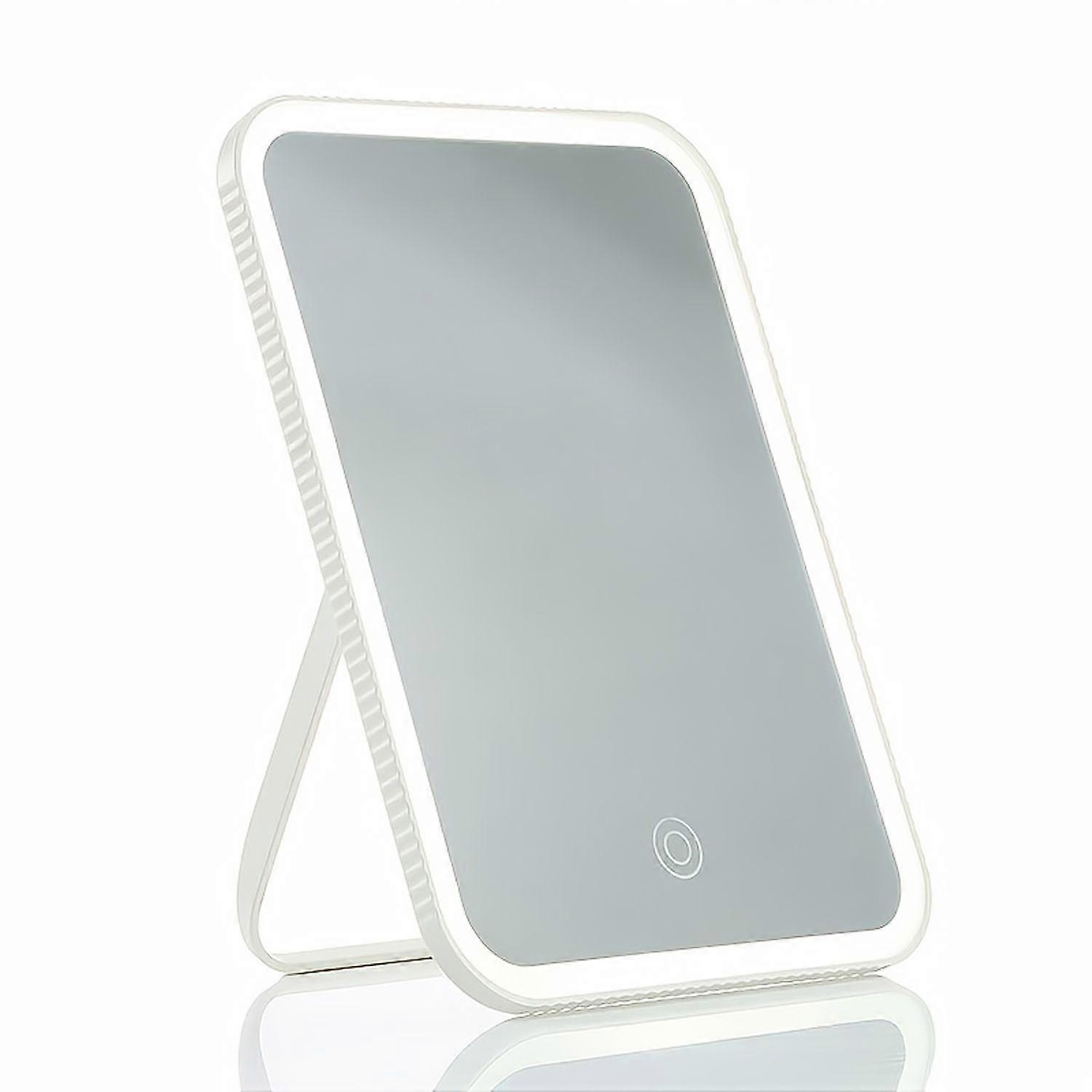 LED Touch Makeup Mirror with 3 Light Modes, USB Rechargeable, Foldable with Stand for Travel, Glass Cosmetic Mirror
