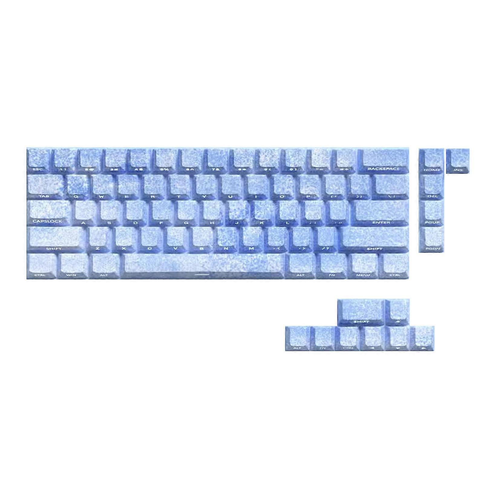 Ice Blue Keycap Set Original PBT 64/74Keys Side Engraveds Translucents Keycaps for Gaming Mechanical Keyboards