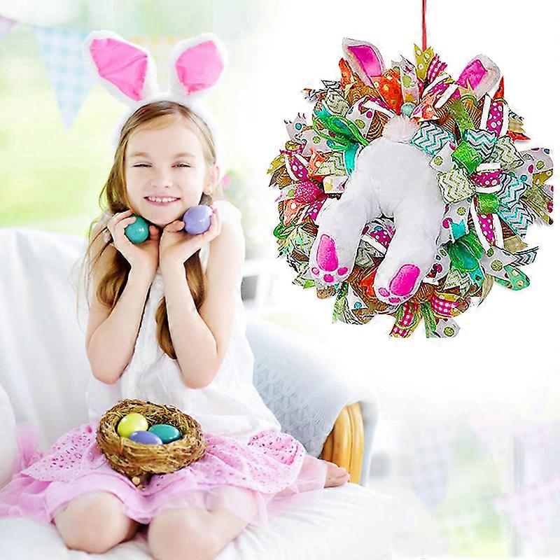 Easter Rabbit Wreath Decor for Front Door Easter Thief Bunny Butt with Ears Rabbit Shape Garland Wall Decor Easter Decorations New