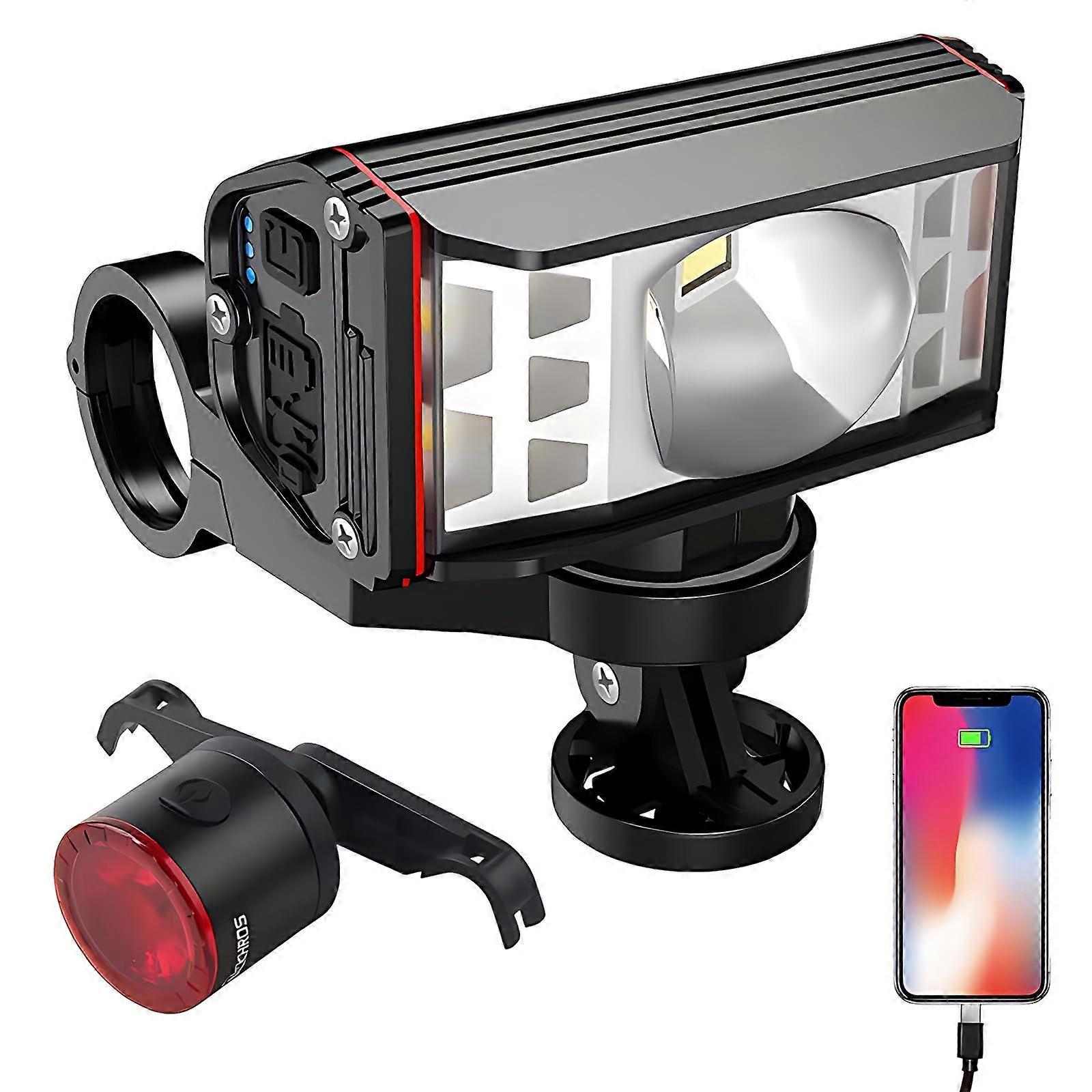STONEBROOK 1800LM Smart Bike Lights Set - Bicycle Headlight Rechargeable & 7 Modes Taillight