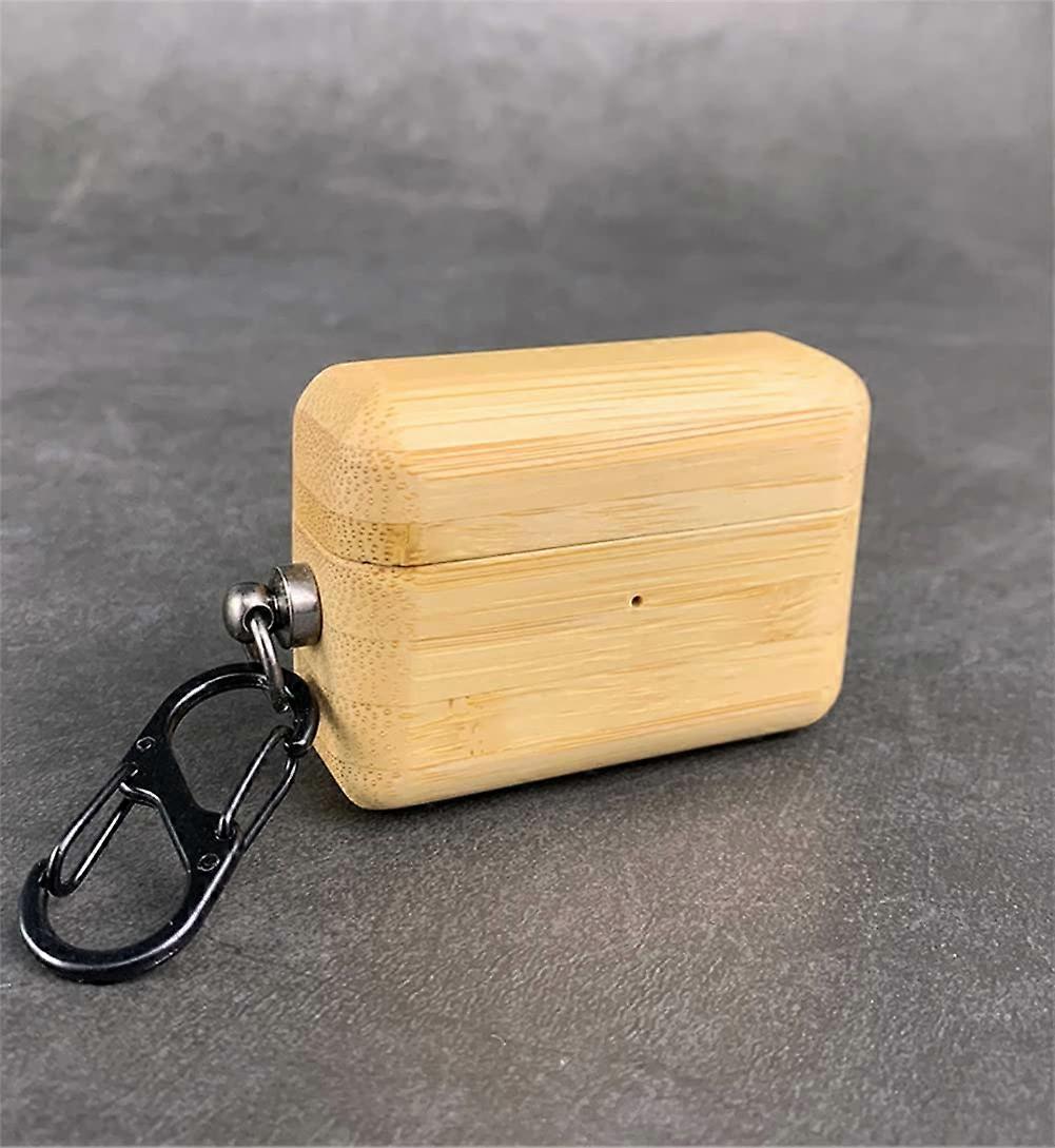 Bamboo Case Cover for AirPods 3 Handmade Natural Bamboo with Carabiner Wireless Charging Compatible