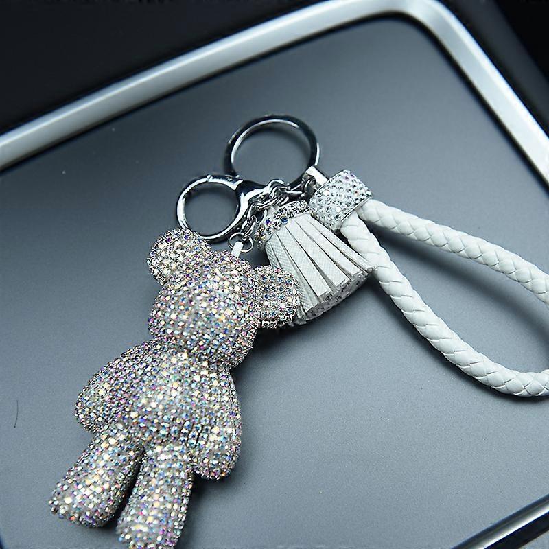 8cm Personalized Creative Bear Keychain with Artificial Diamond Keyring for Car and Bag High Quality Material