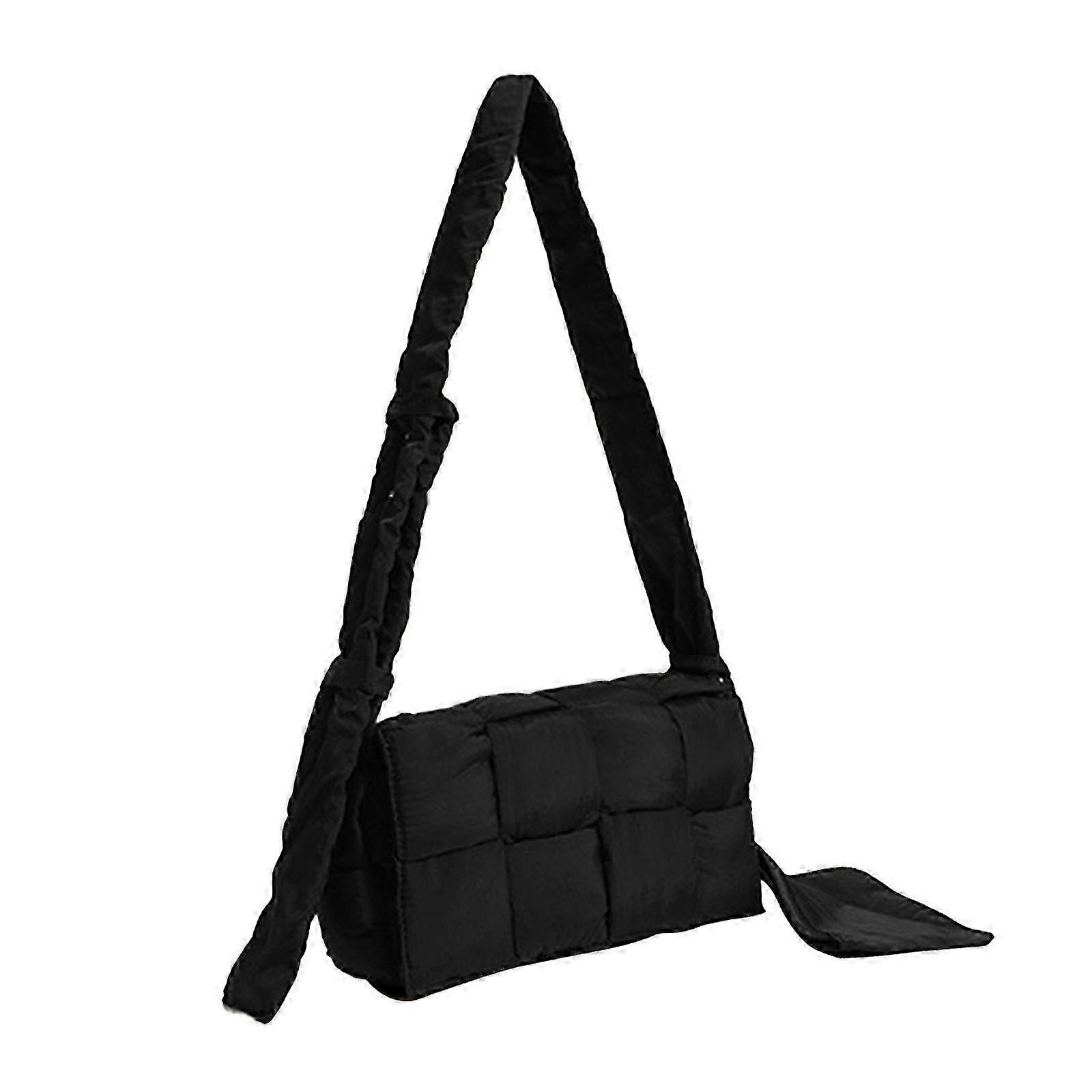 Bolsa de tecido Puffer, bolsa transversal de designer acolchoada de algodão com cassete - excelente