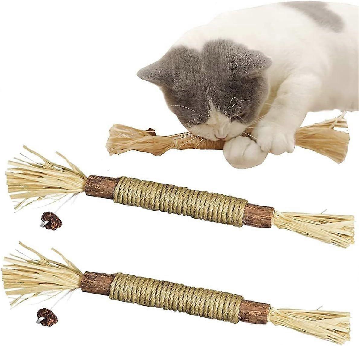 Catnip Sticks, Matatabi Chewing Sticks, Catnip Sticks for Grinding Teeth, Cat Stick,Matatabi Catnip Sticks,Natural Wooden Cat Molar Toys,3PCS