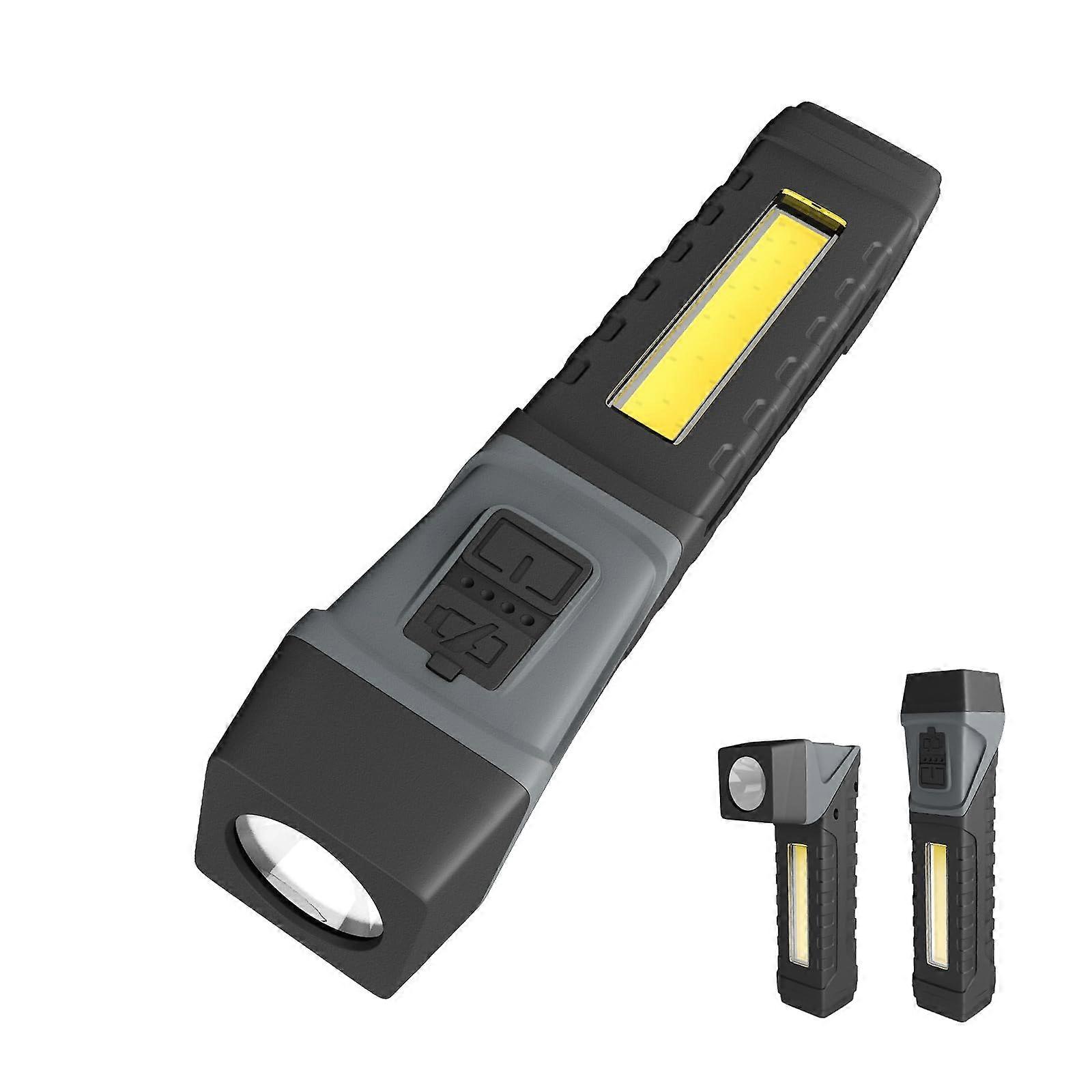 Magnetic 90 Degree Flashlight With Clip, LED Rotatable Rechargeable 5-Mode COB Worklight, Lightweight Waterproof Handheld