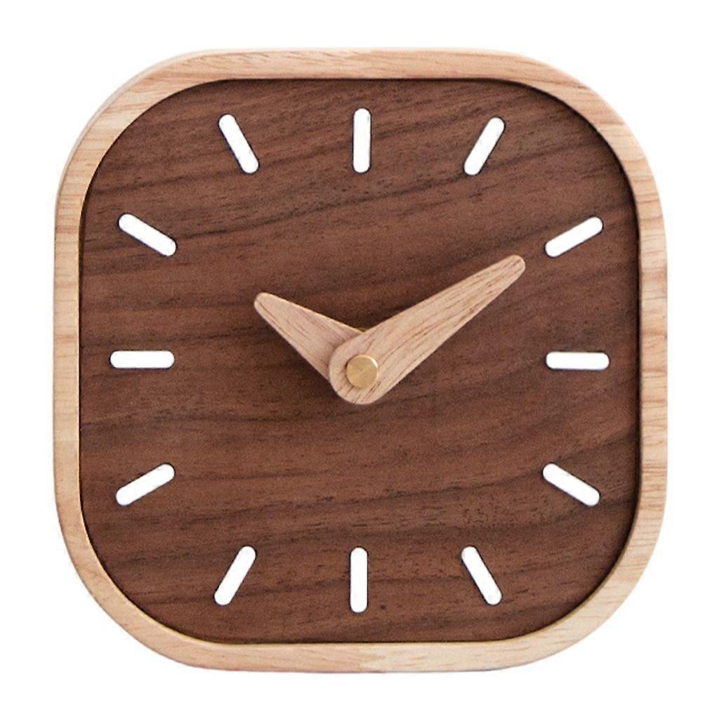 Small Silents Bedsides Clock Walnuts Wood Table Clock for Elegances