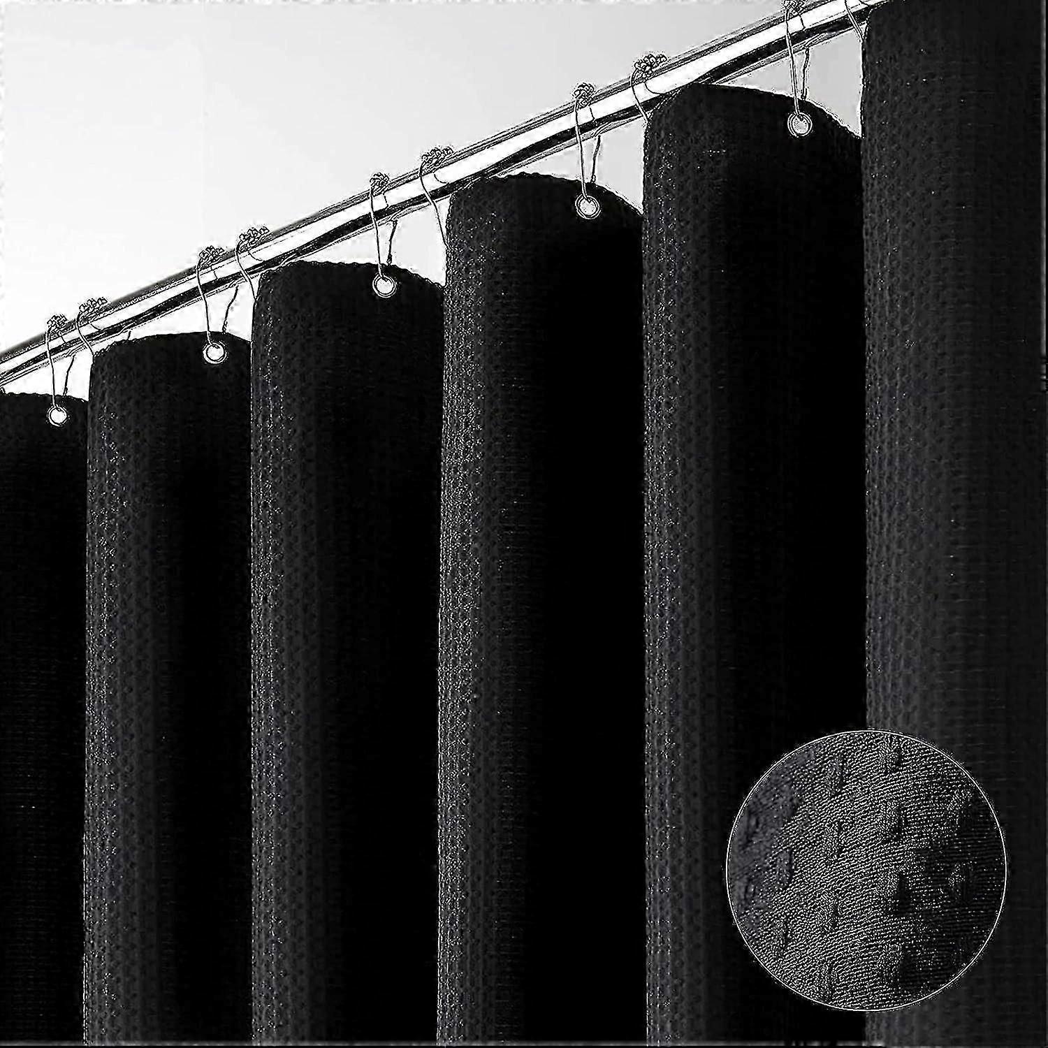 シャワーカーテン - ワッフルテクスチャの丈夫な厚手の生地を使用した浴室用シャワーカーテン