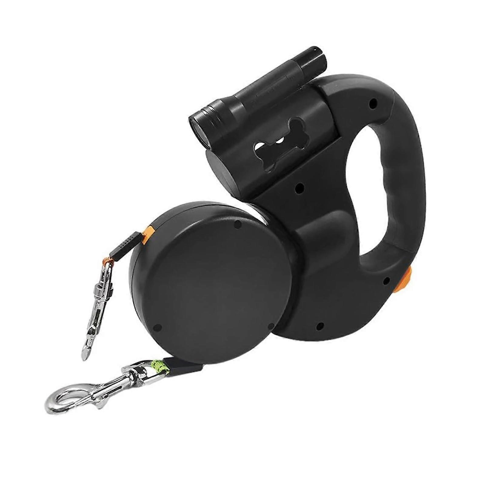 Dog Leash Durable Nylon Automatic Retractable One-To-Two Double-Head Design For Large Dogs