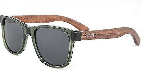 Wood Sunglasses for Men & Women | Premium Polarized Walnut Ebony Bamboo or Zebra Wooden Temples & Acetate Frame | Blacked Out UV400 Lenses | UV Protec