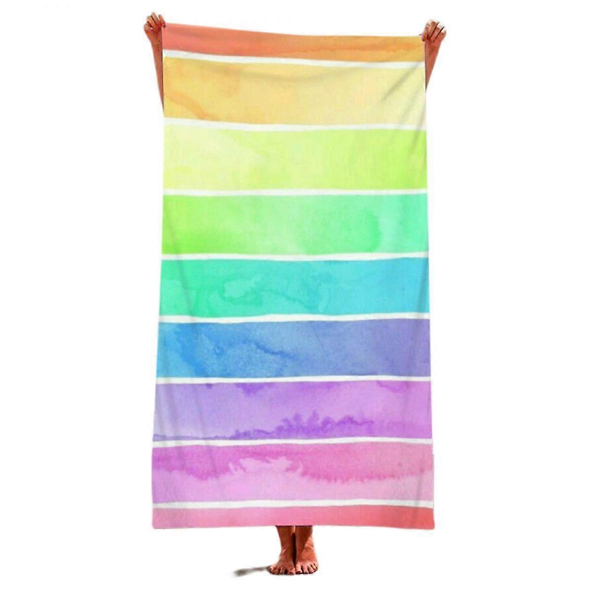 Rainbow Print Beach Serviette pour femmes Ados 31 X 63, couverture légère en microfibre douce, sable à séchage rapide Pique-serviette de bain cadeaux