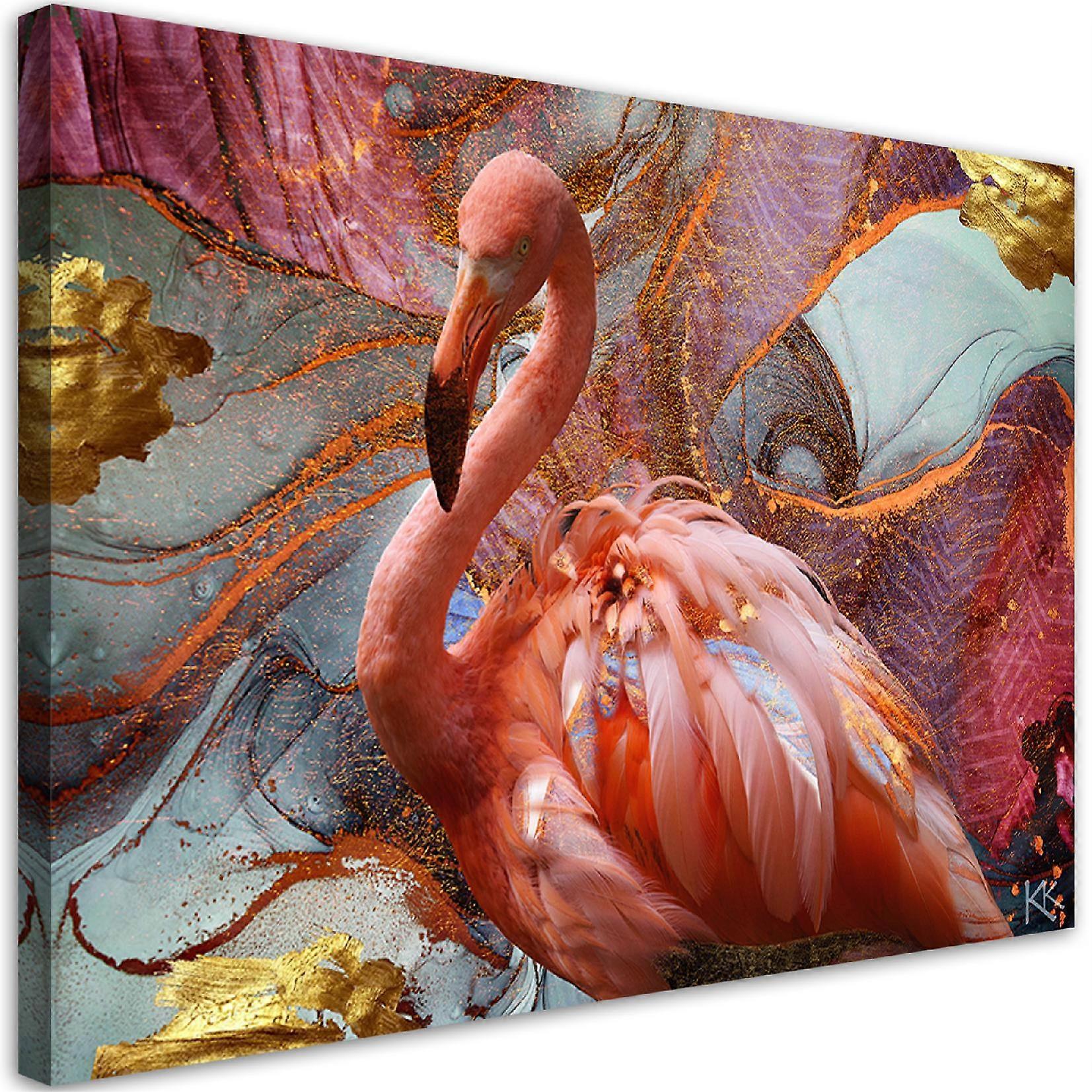 Impression sur toile, Flamant rose abstrait - 120x80