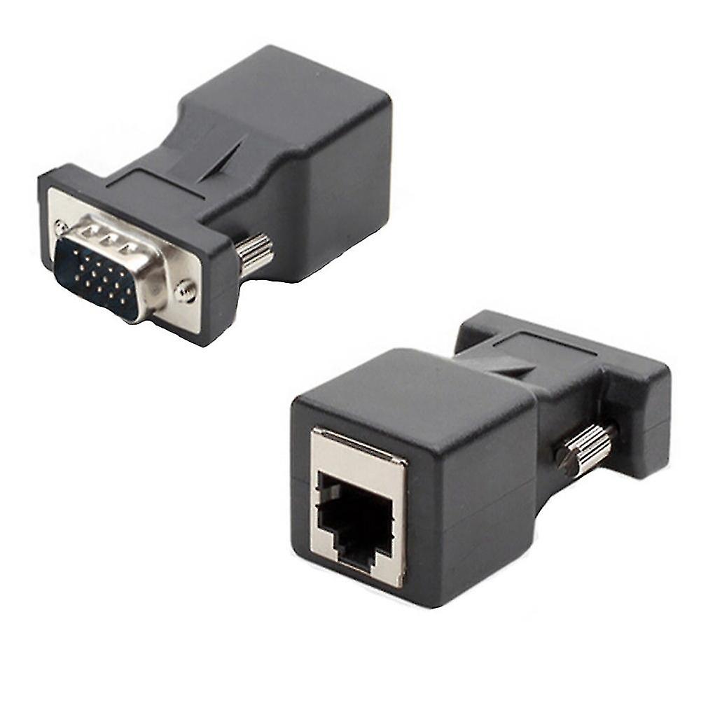 2pcs 15 פינים Vga זכר ל Rj45 נקבה Ethernet מתאם מחבר Lan Extender