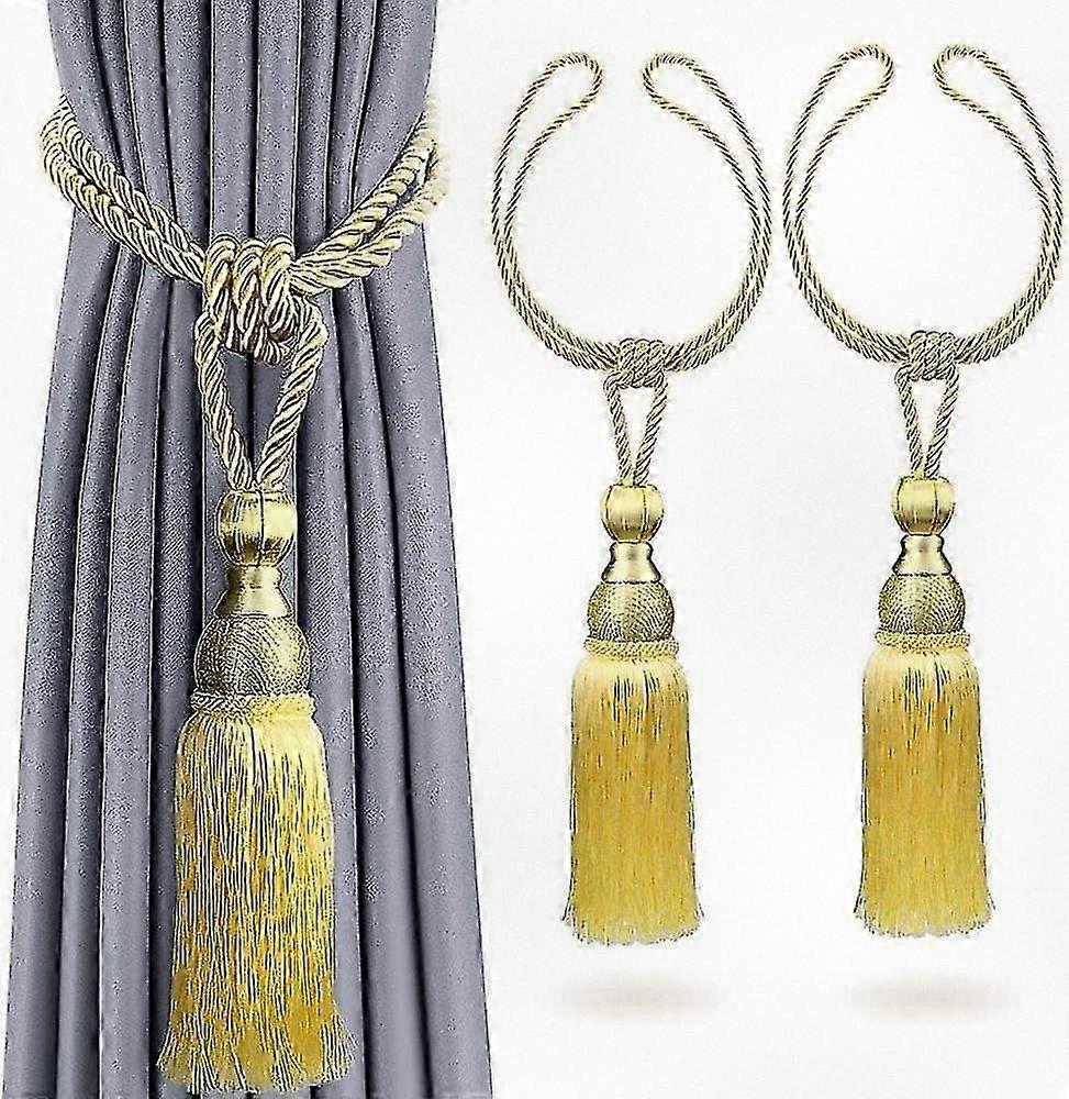 2pcs Curtain Tiebacks with Tassels, Elegant Gold Tiebacks Suitable for Various Curtains, Perfect for Home Decor