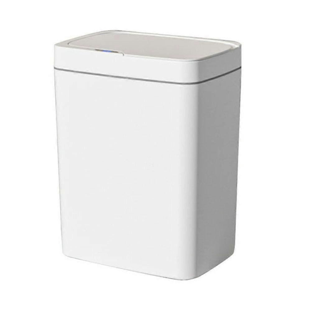 Kitchen Trash Can with Lid, Plastic Automatic Touchless Motion Sensor Rectangular Trash Can, 13L/3.5 Gal, White