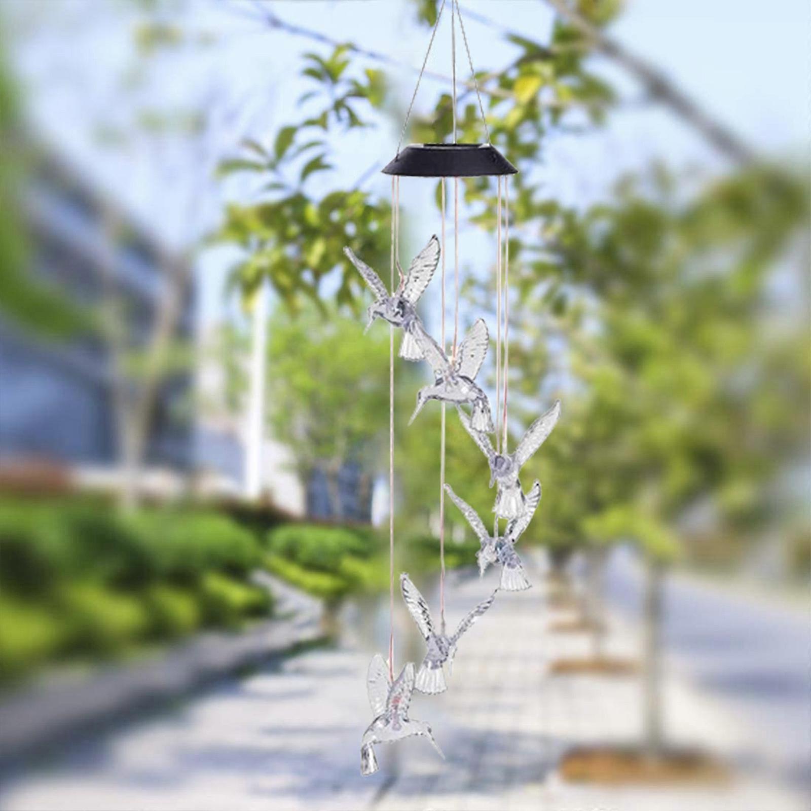 Solar Wind Chimes Light Hummingbird Bells Outdoor Balcony Decorative Chandelier Garden Courtyard Colorful Wind Chimes