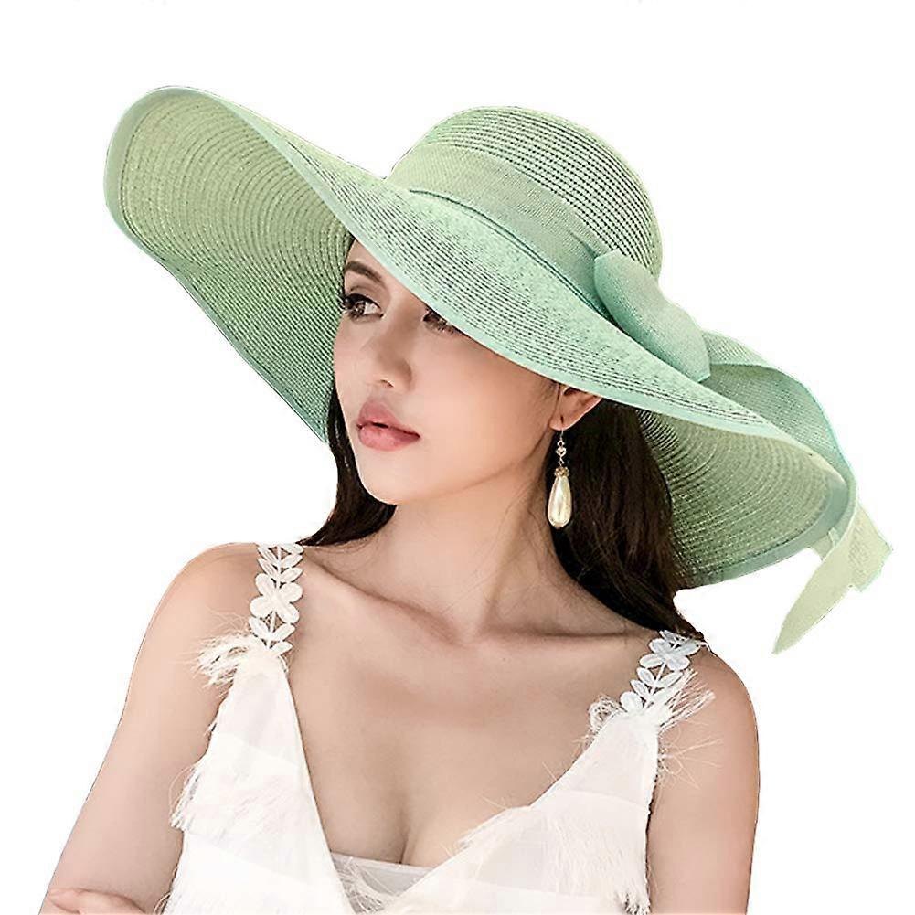 Women's Foldable Floppy Hat with Wide Brim, UV Protection Straw Beach Cap for Summer Outdoor Activities