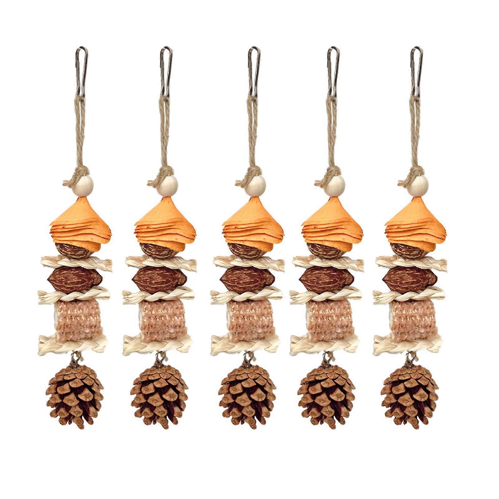 Bird Toy Tearing Cluster Chewing Toy for Teeth Cornhusk Pinecone Cage Hanging Toy Pet Grinding Teeth Toy