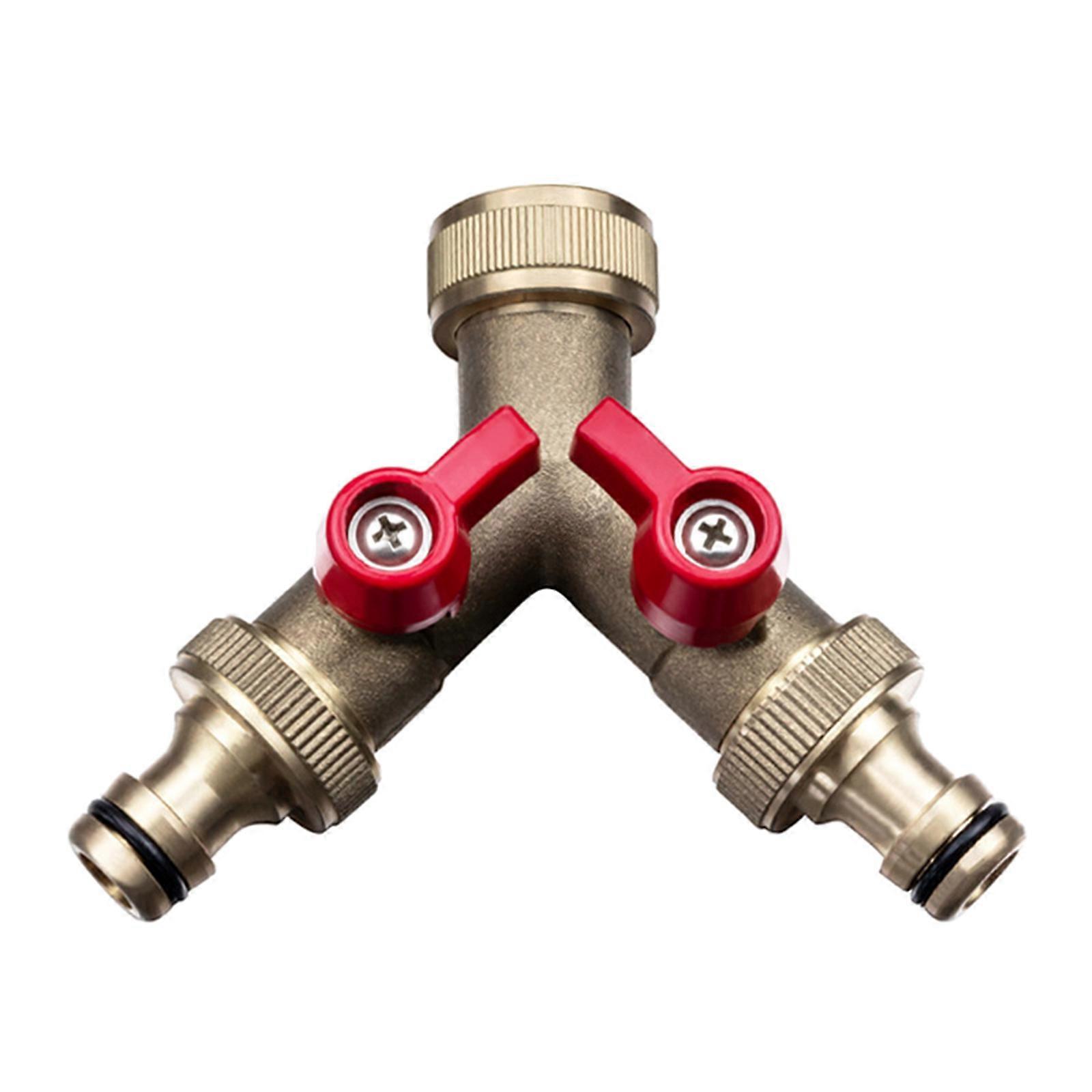 Practical 2 Ways Water Distributor User Friendly Hose Valves Brass Valves for Irrigation 3/4inch for Standard Hoses