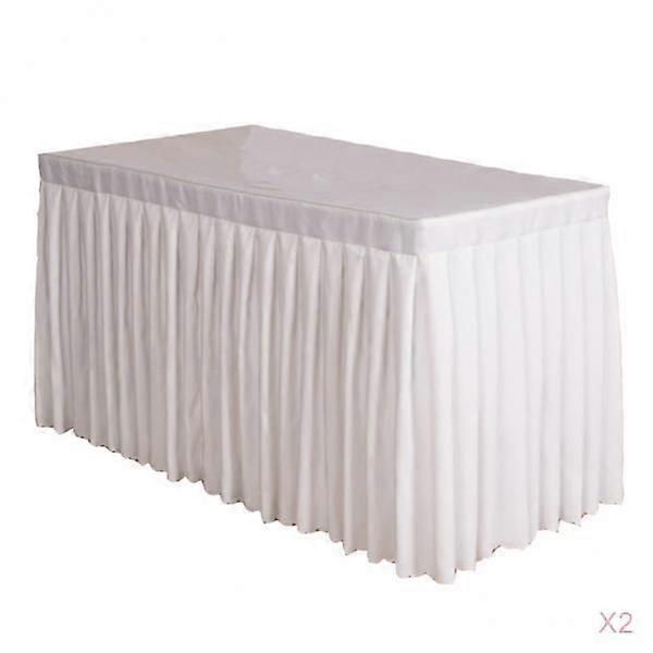 2pcs Table Skirt Pleated Wedding Reception Party Tablecloth White
