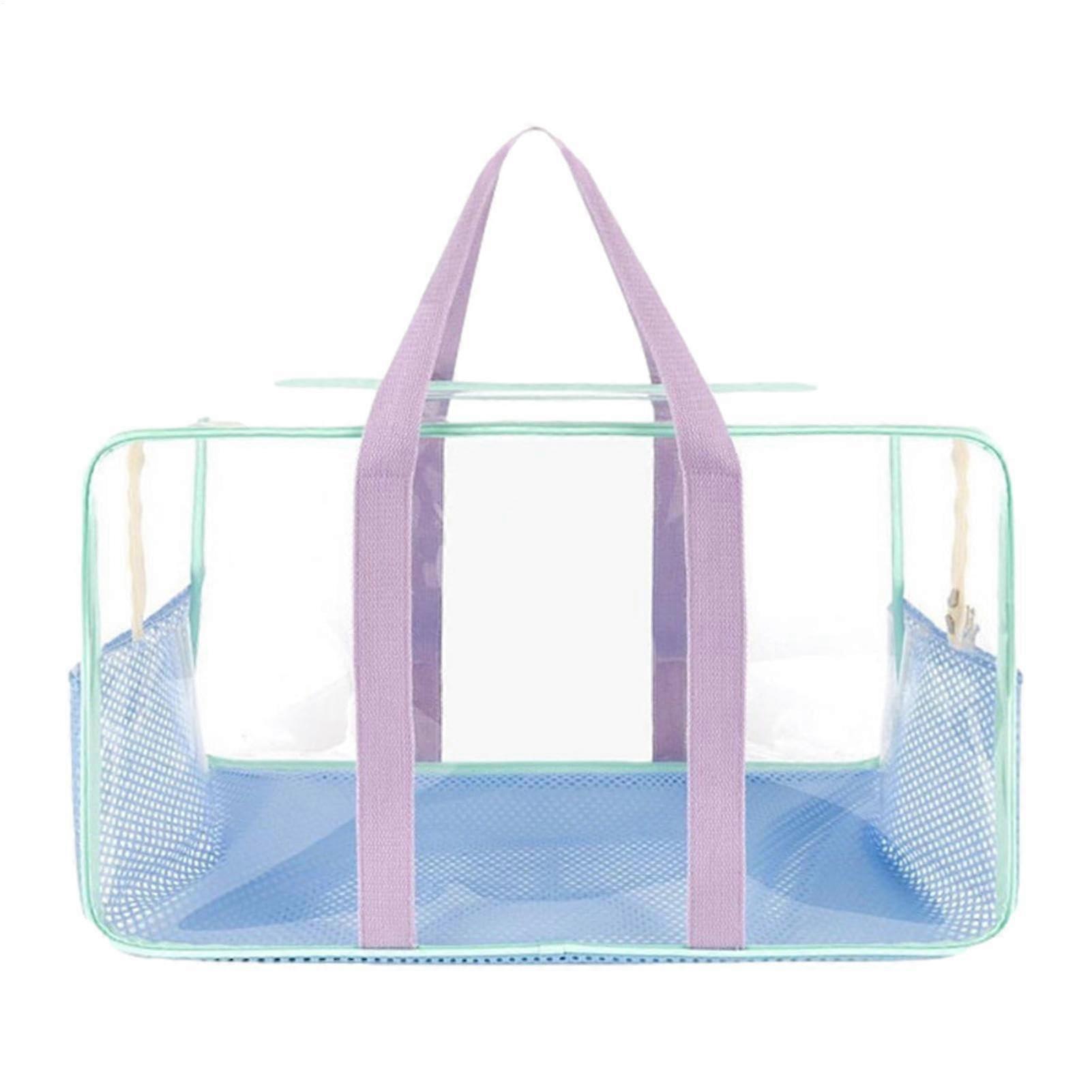Transparent Bag Clear Plastic Travel Sack For Pool Accessories Waterproof Blue 19.69 x 11.81 x 9.45 Inches