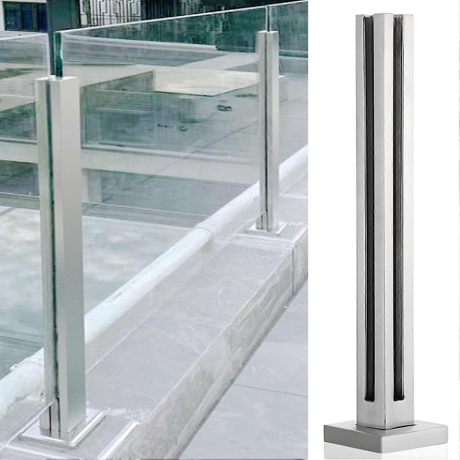 29.5-Inch Tempered Glass Railing Spacer, Matte Silver Corner Post, Fits 1.5 cm Panels, Durable Railing Mounting System
