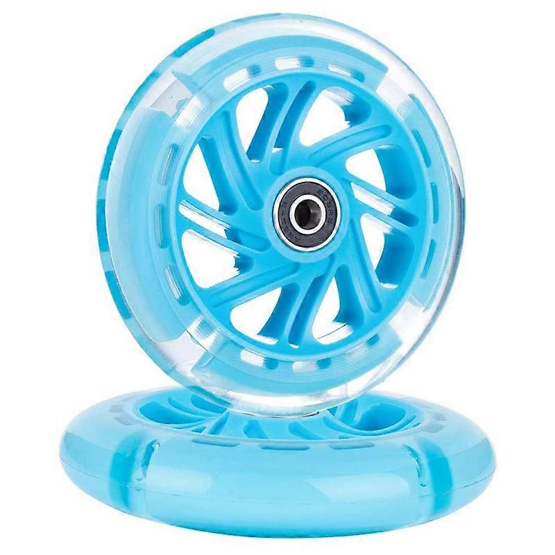 1Pair 120mm LED Flashing Wheels with Bearings Front/Rear ,Blue