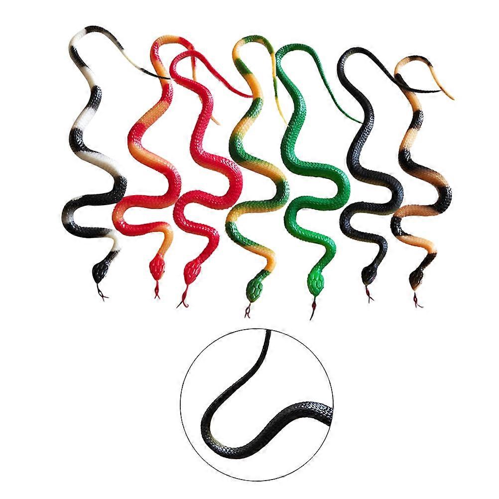 7pcs Artificial Plastic Rubber Snake Prank Prop Halloween Trick Scary Toy for Party Festival Random Color