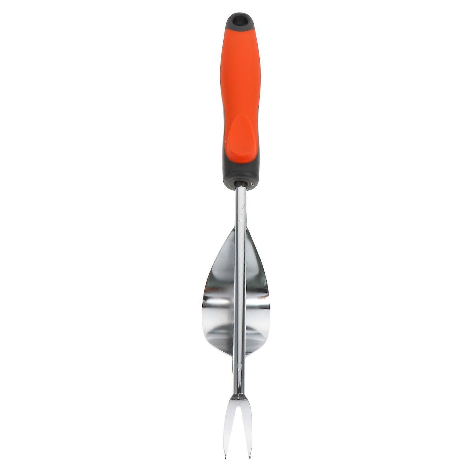 Red Weeding Fork Tool for Garden Made of Stainless Steel and PVC Compact Size Design Easy to Carry