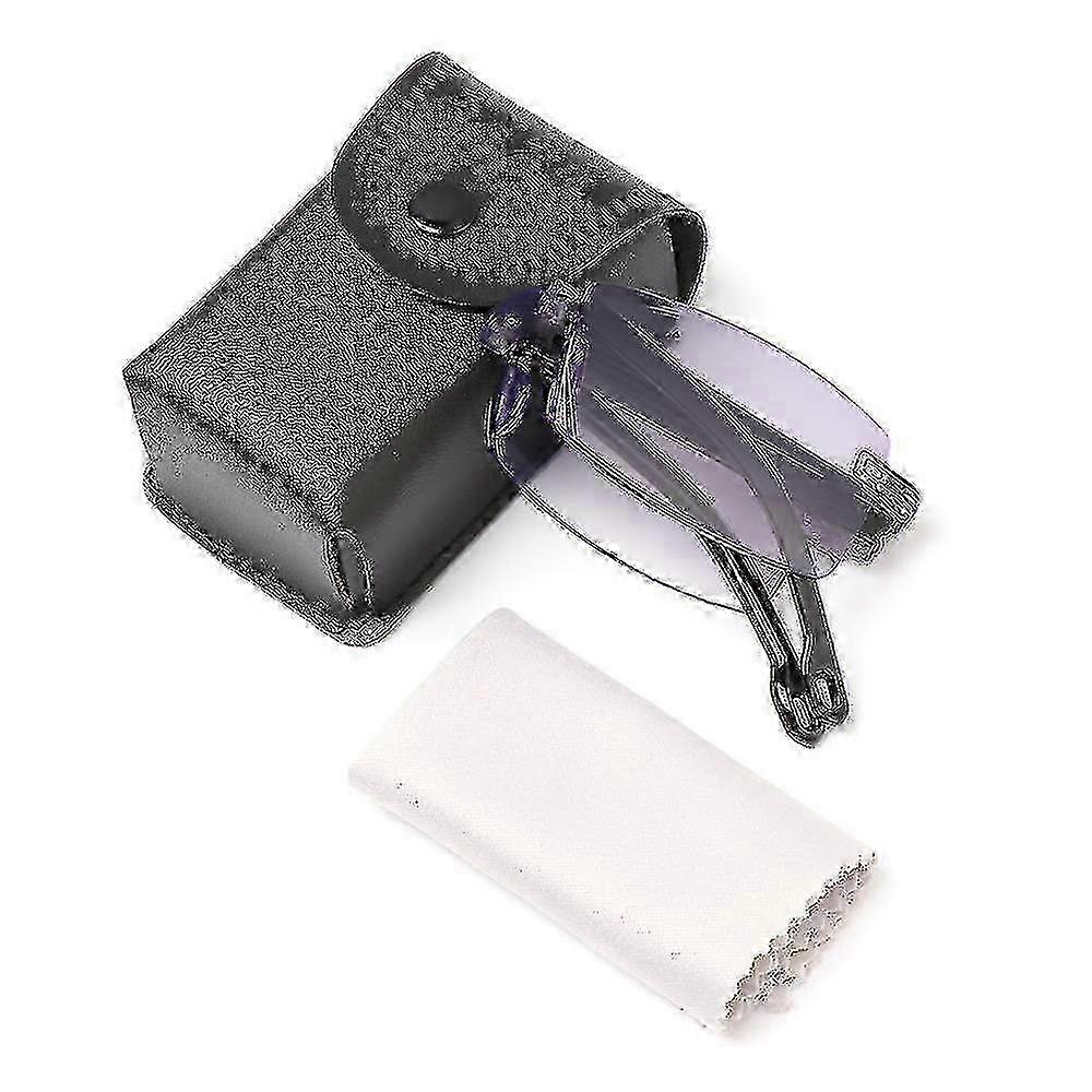 Unisex Foldable Reading Glasses with Case, Adjustable Legs +1.0-4.0, PC Frame