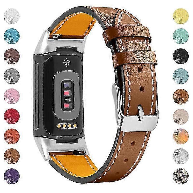 Adjustable Premium Genuine Leather Band for Fitbit Charge 6/5/4, Comfortable Design