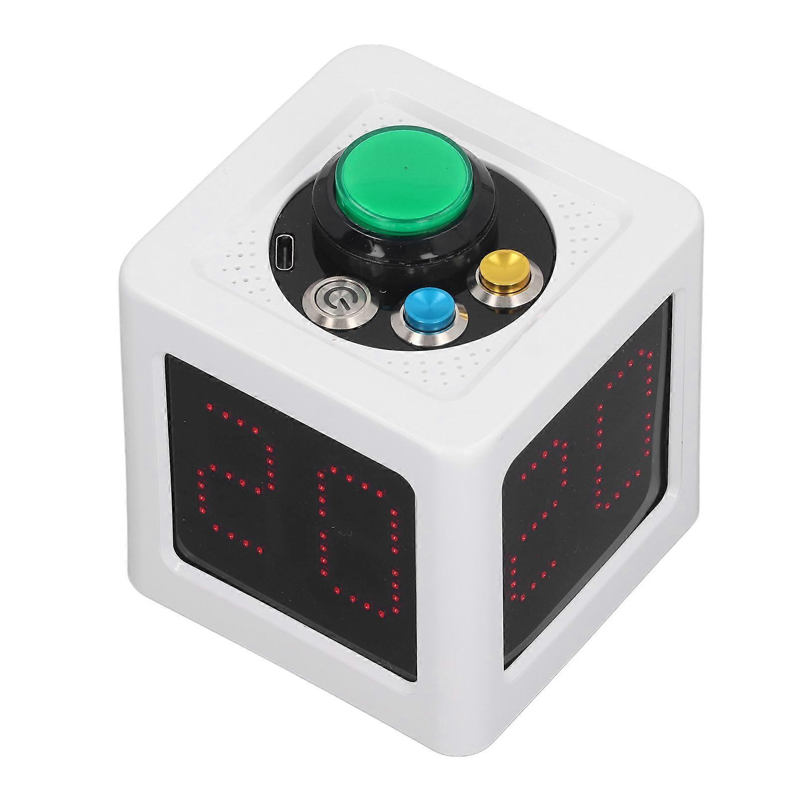 Poker Shot Clock Seconds Countdown Rechargeable 1.4in 4 Sides Cube Timer for Casino Chess Tournament White 100‑240V US Plug 