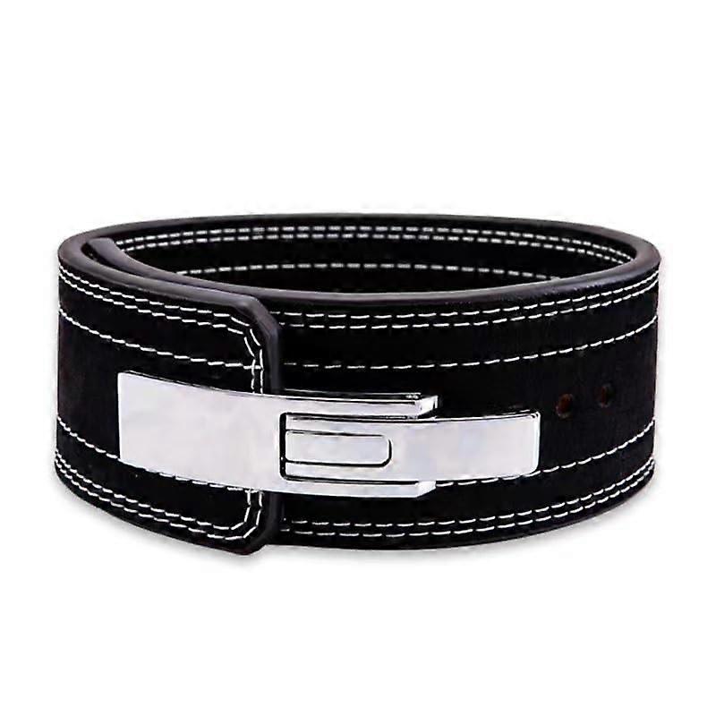 Weightlifting belt, leather, padded back support, stabilizing, for weightlifting, powerlifting, black