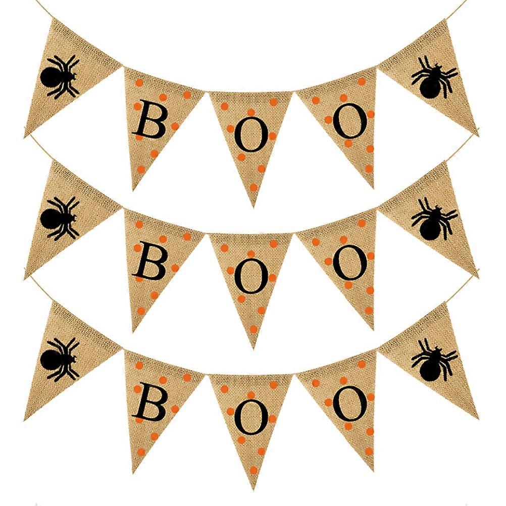 Large Decoration Halloween Pennant Banner Party Supply Classy Bunting Linen Wall Decoration 1Set