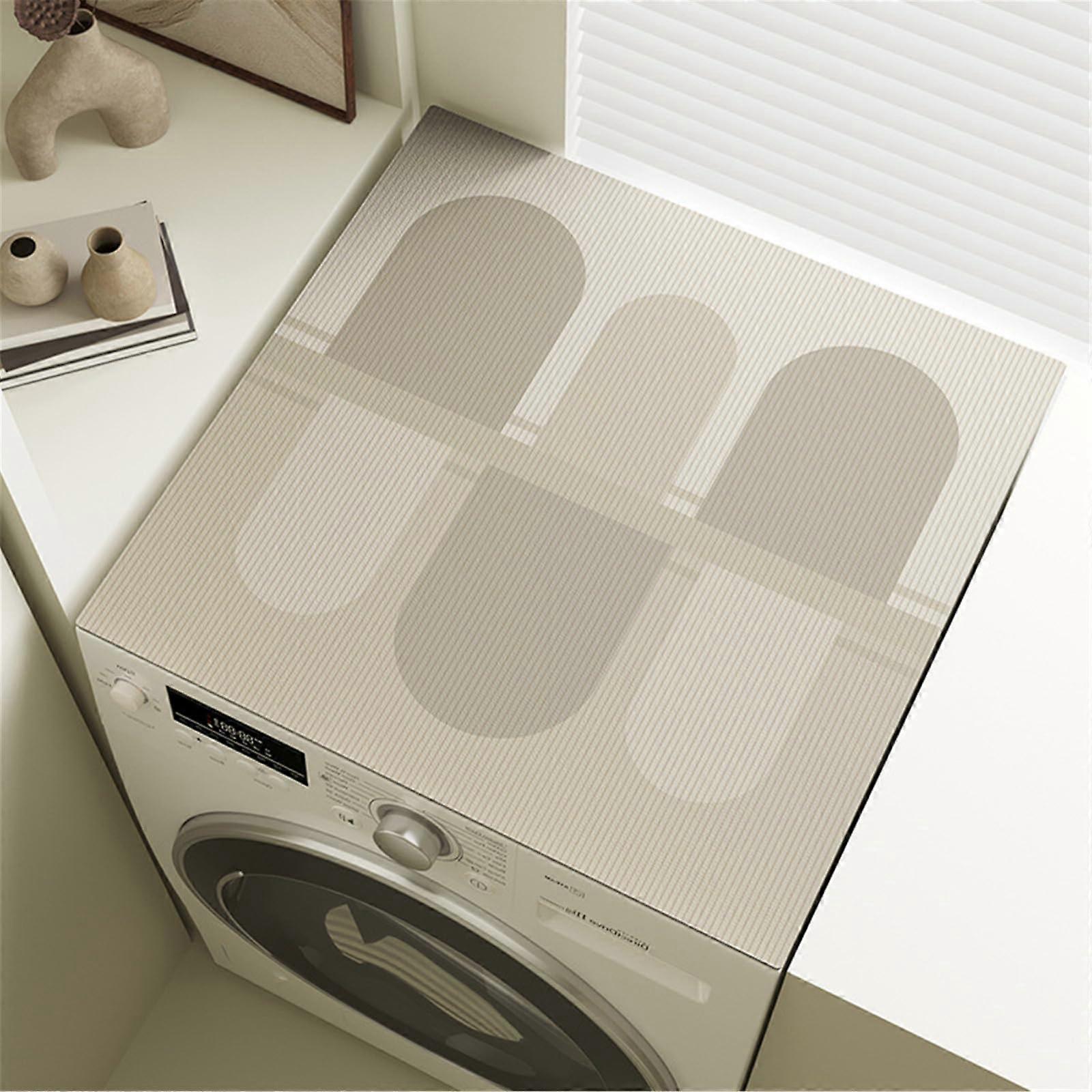 Washing Machine Cover Non-Slip Beige Nordic Motif Absorbent Quick Drying 50x60 cm Geometry Design Universal Fit