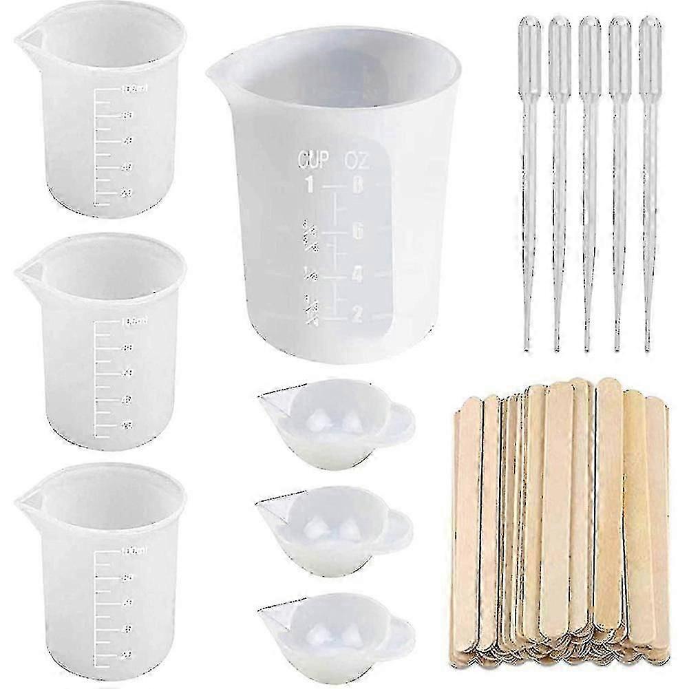 Silicone Measuring Cups For Epoxy Resin, Reusable Mixing Cups Resin Casting Container With Mixing S
