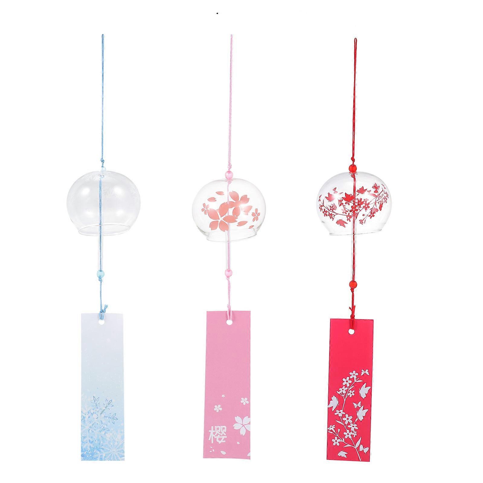 Wind Chimes Glass Creative Wind Bells Pendants Balcony Decors Assorted Decor Bell Shape 3Pcs