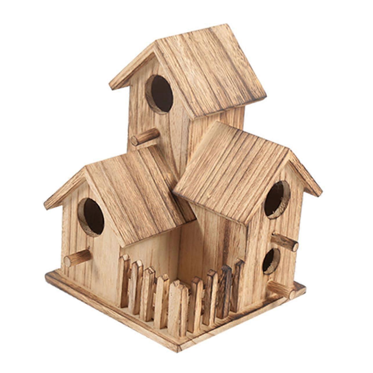 Bird House for Large Birds - Brown Wooden Hanging Hummingbird and Pigeon Nesting House with Bird Toy for Pine Birds