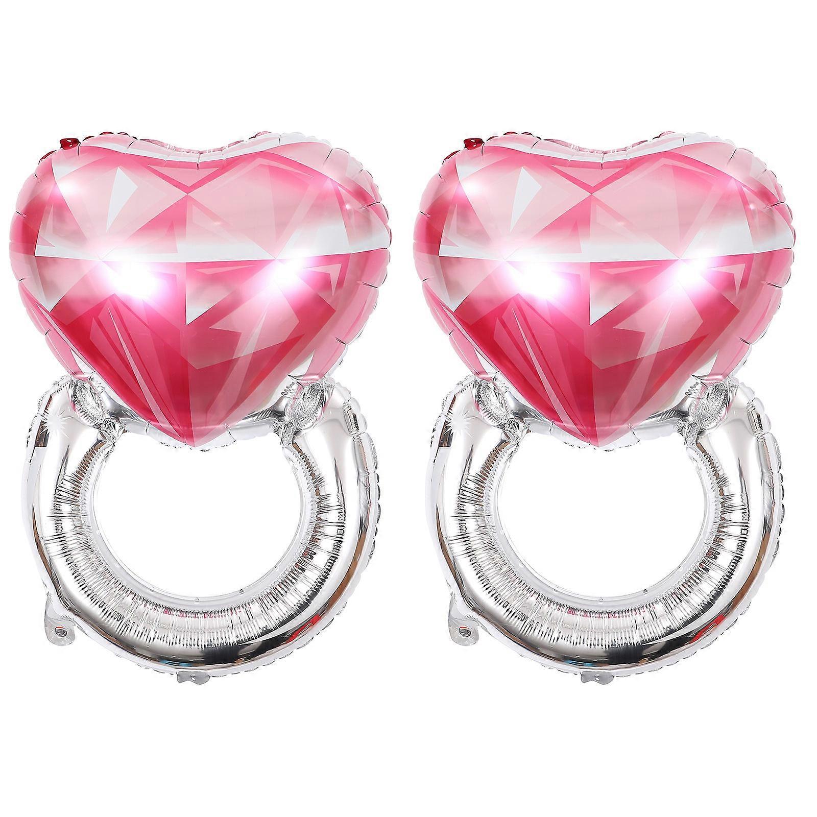 احباط بالونات حفلة خطوبة وردي رومانسية قلب الماس شكل خاتم 80X55X0.1CM 2 قطعة