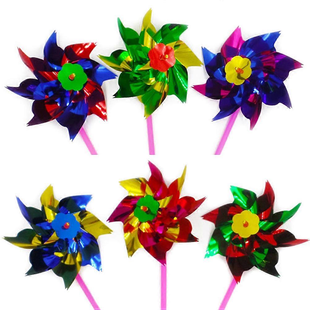 Plastic Windmill Pinwheel Classic Windmills Kids Garden Party Toy Assorted Color Stick Length 28cm Wind Direction Indicator 50Pcs