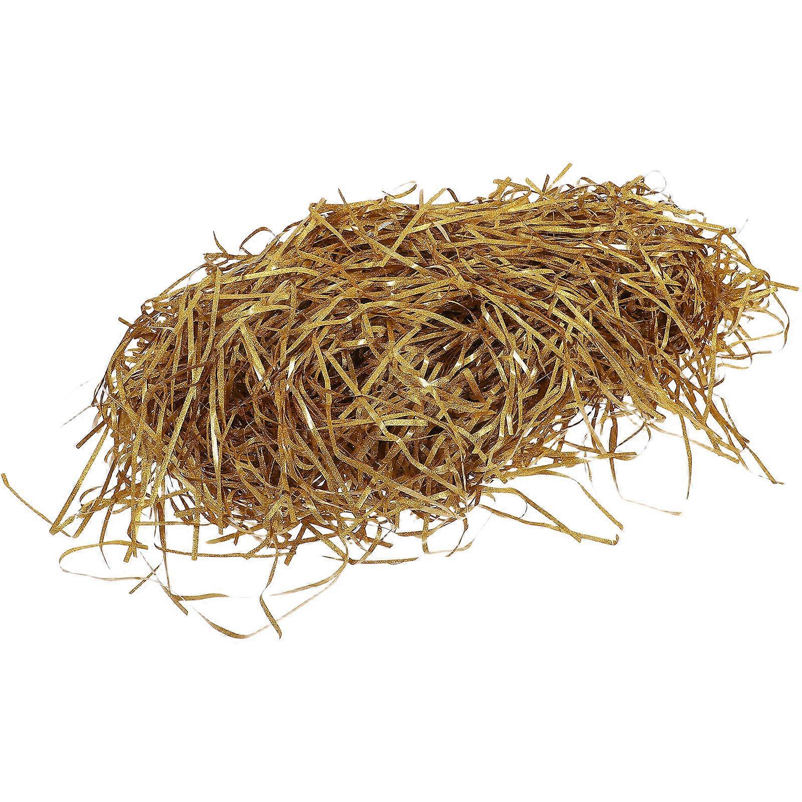 Gold Glitter Raffia Paper Shreds Crinkle Cut Packaging Filler for Gift Baskets, Boxes, Cushioning & Decorative Wrapping on Festive Occasions