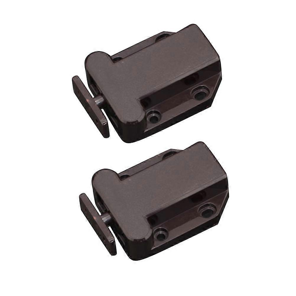 Push Open Door Latch Self-locking Door Catch Push-to-Open for Furniture Cabinet Cupboard 6.90x4.25x1.70cm Brown 2Pcs