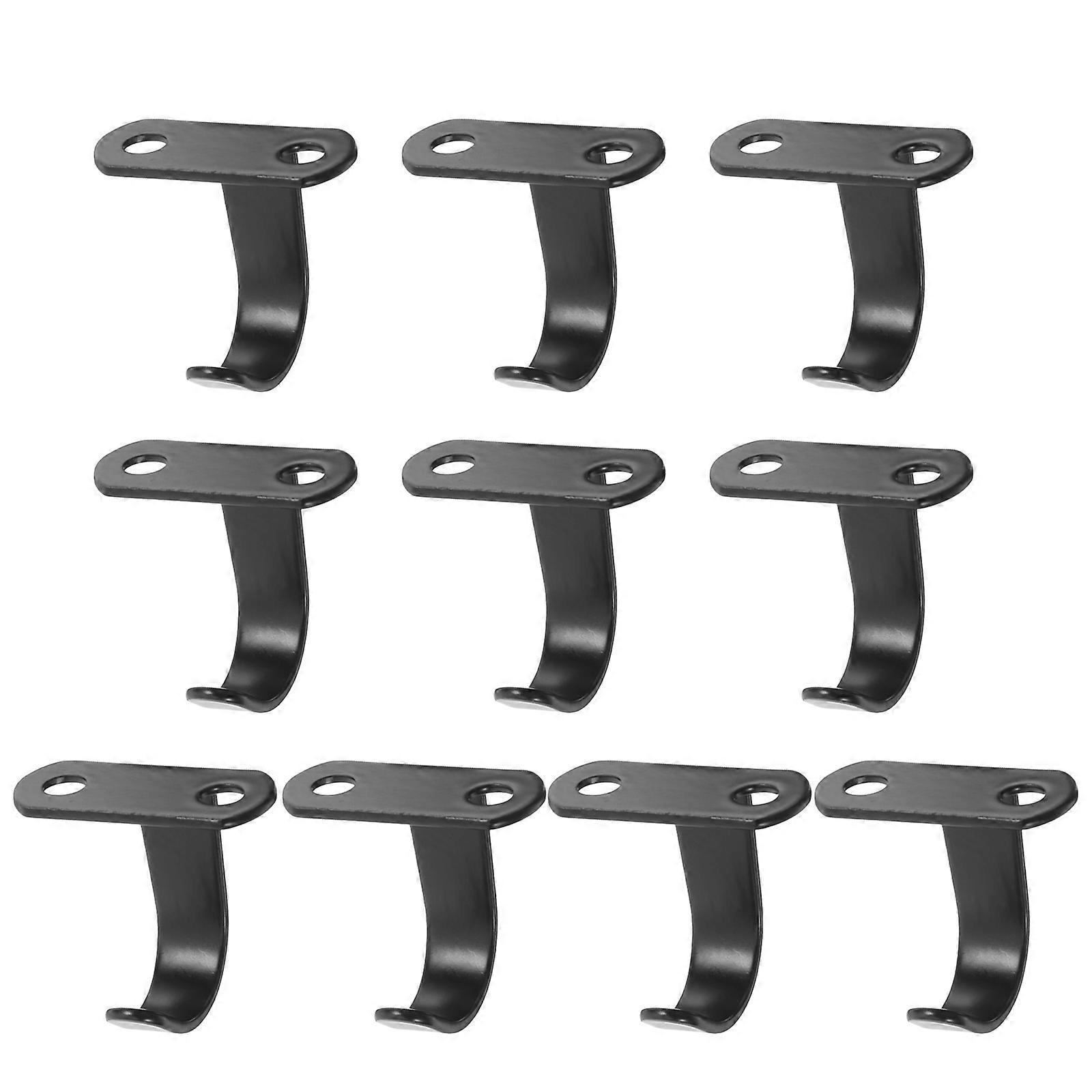 Over The Door Coat Rack Curved Shape Restroom Use Black Color Metal Under Shelf Coat Hooks 10Set