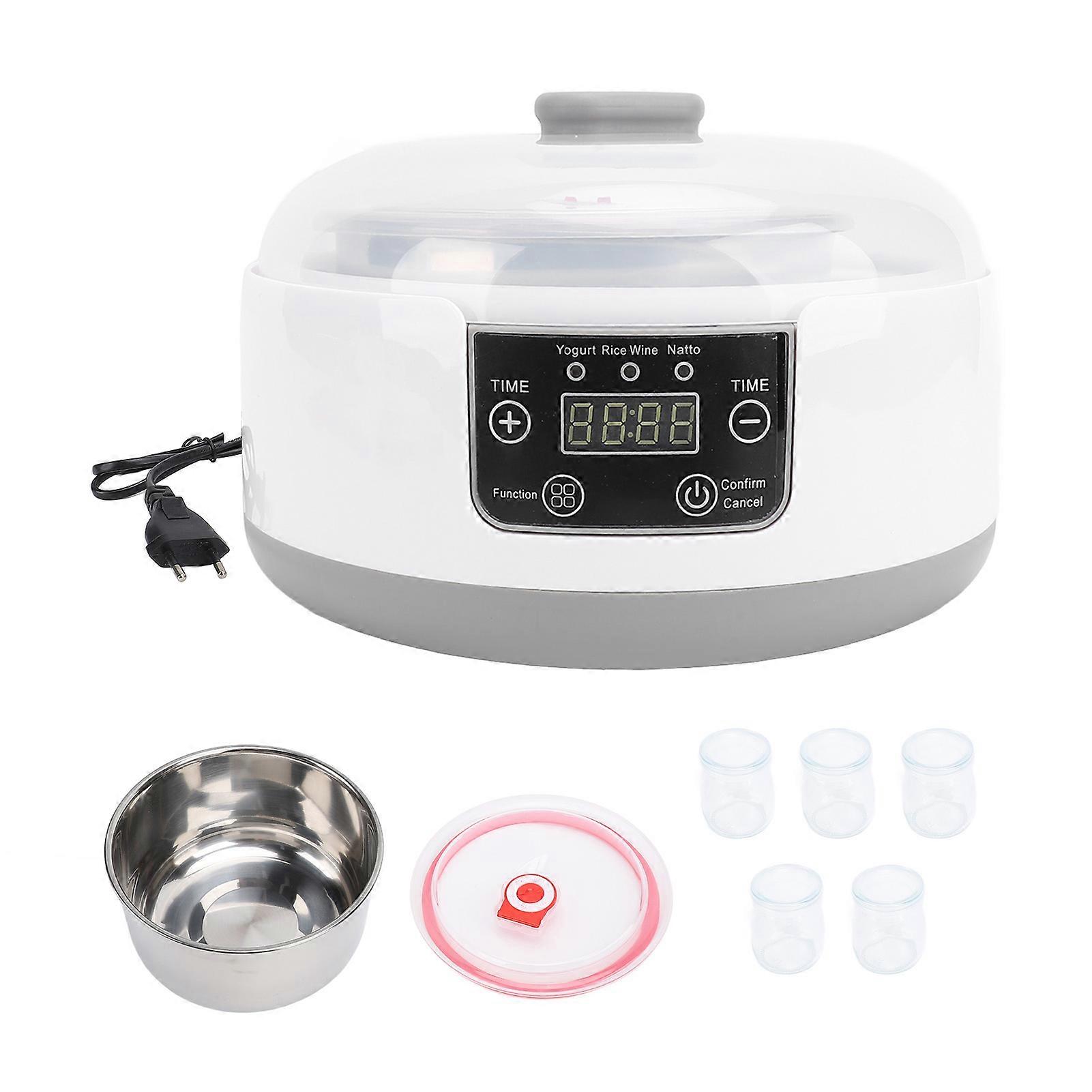 Electric Yogurt Maker Machine 1.2L Homemade Yogurt Natto Maker Small Home Yogurt Incubator with Jars Stainless Steel Liner EU Plug 100-240V