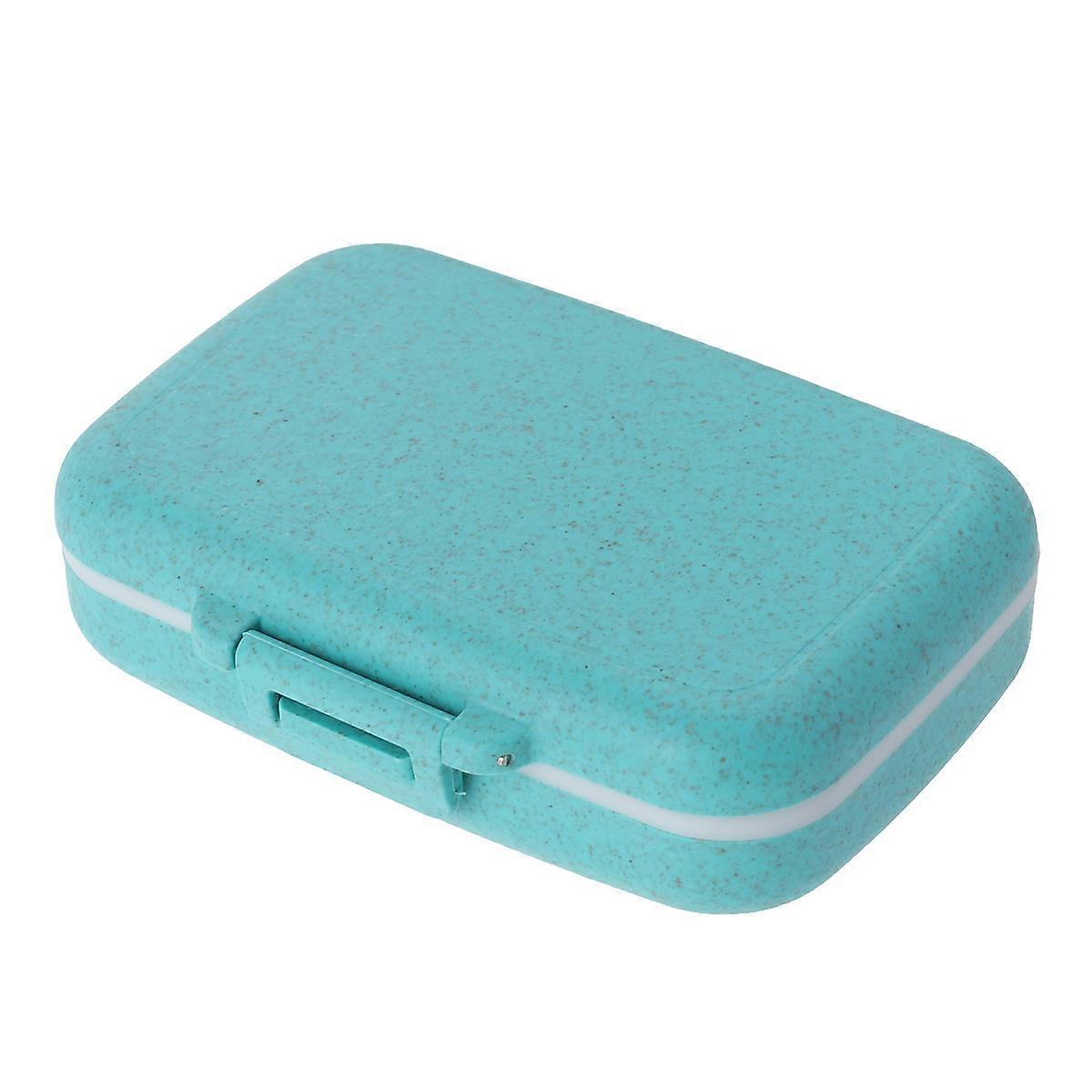 Small Pill Case Blue Medication Storage Organizer Rectangular Waterproof For All Ages 1Set