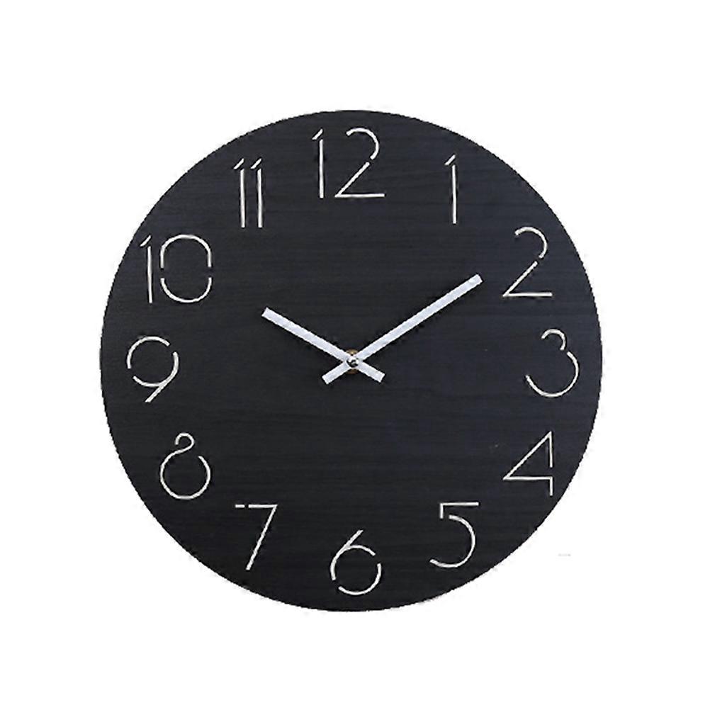 Bedroom Clock Simple Style Pinewood Wall Clock Silent Quartz Movement for Living Room Family Use 1Set