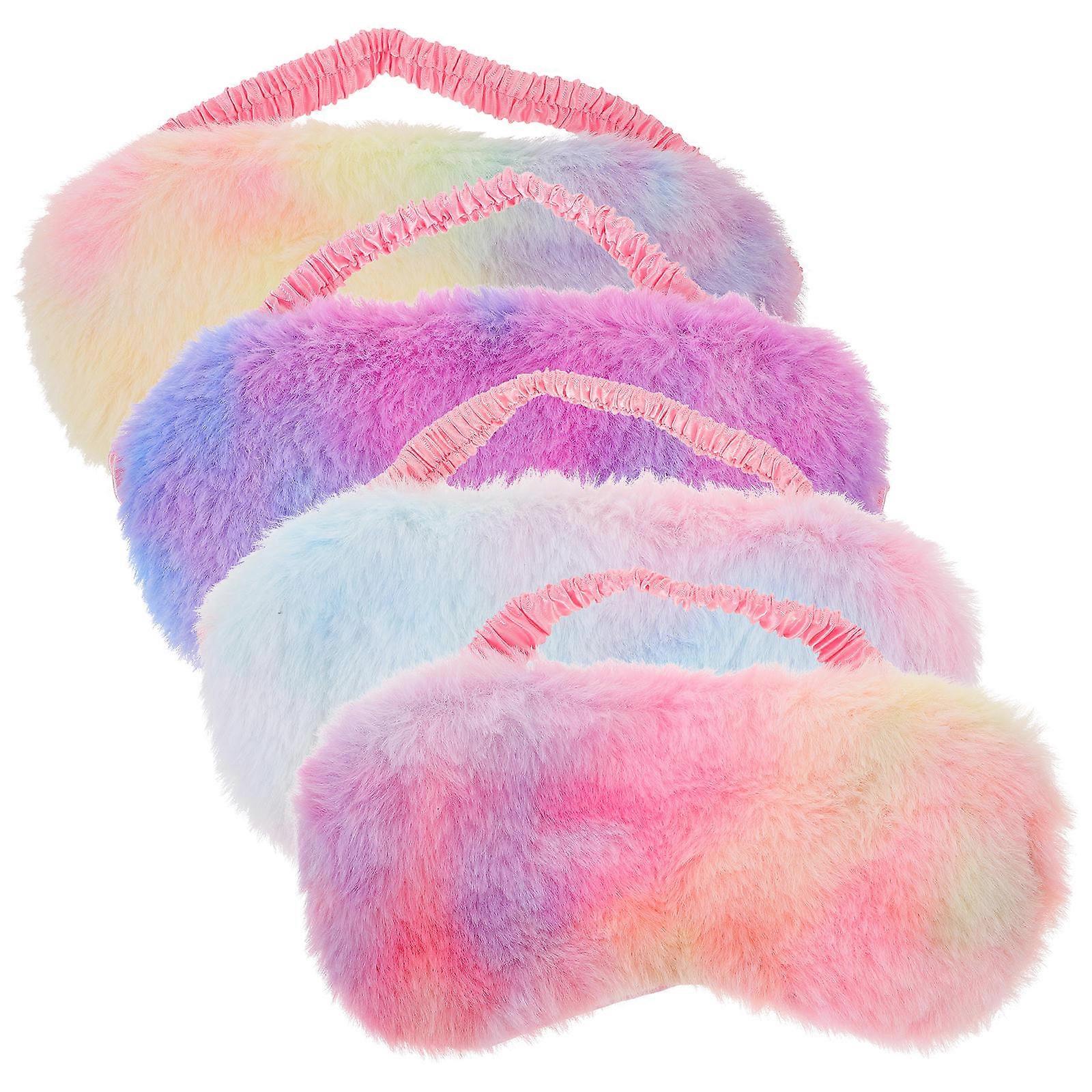 Colorful Plush Eye Masks Set   4pcs Light Blocking Sleep Eye Covers with Elastic Strap for Travel and Naps, Assorted Tie Dye Designs